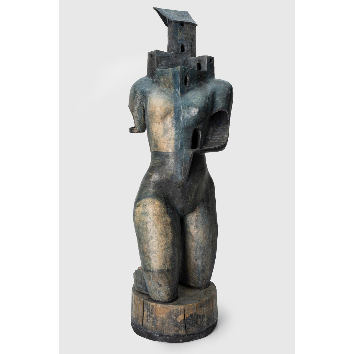 Dawn, ceramic woman/tower on plinth, by Sophie Howard, available from Padstow Gallery, Cornwall