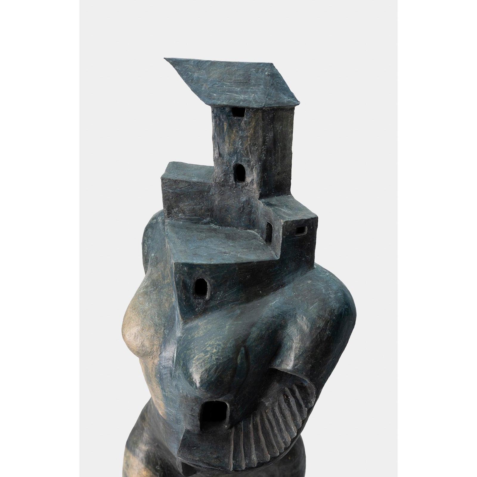 Dawn, ceramic woman/tower on plinth, by Sophie Howard, available from Padstow Gallery, Cornwall