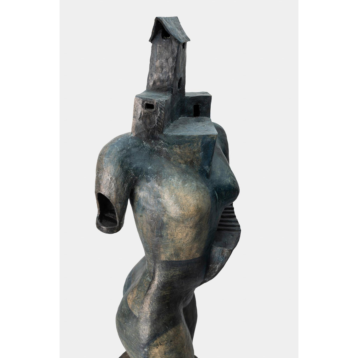 Dawn, ceramic woman/tower on plinth, by Sophie Howard, available from Padstow Gallery, Cornwall