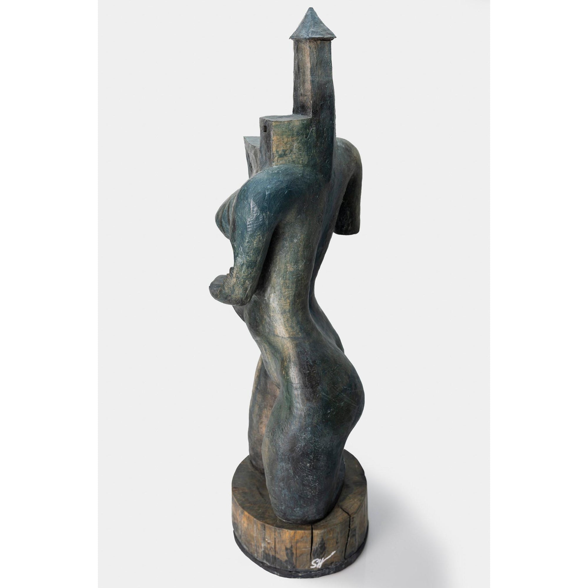 Dawn, ceramic woman/tower on plinth, by Sophie Howard, available from Padstow Gallery, Cornwall