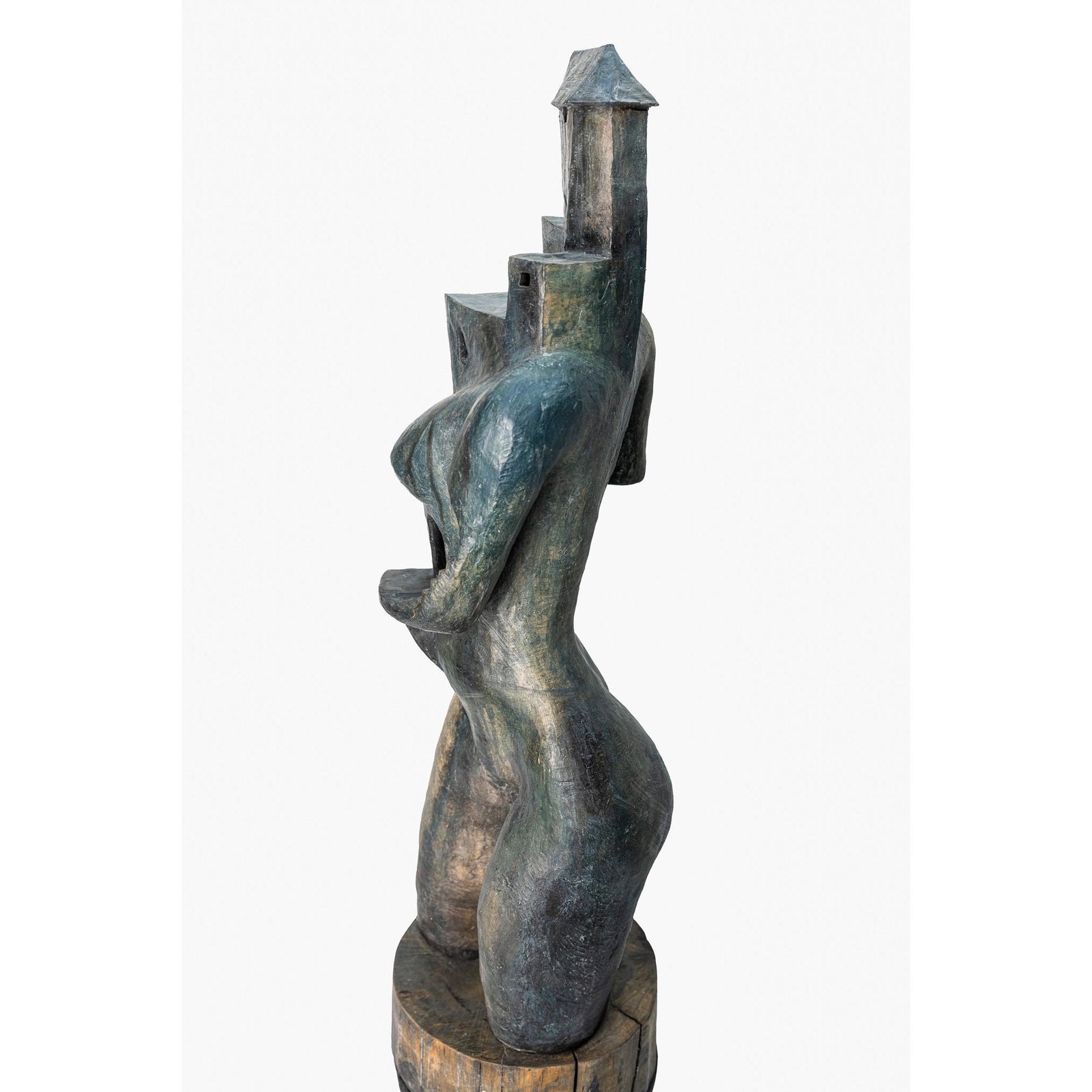 Dawn, ceramic woman/tower on plinth, by Sophie Howard, available from Padstow Gallery, Cornwall
