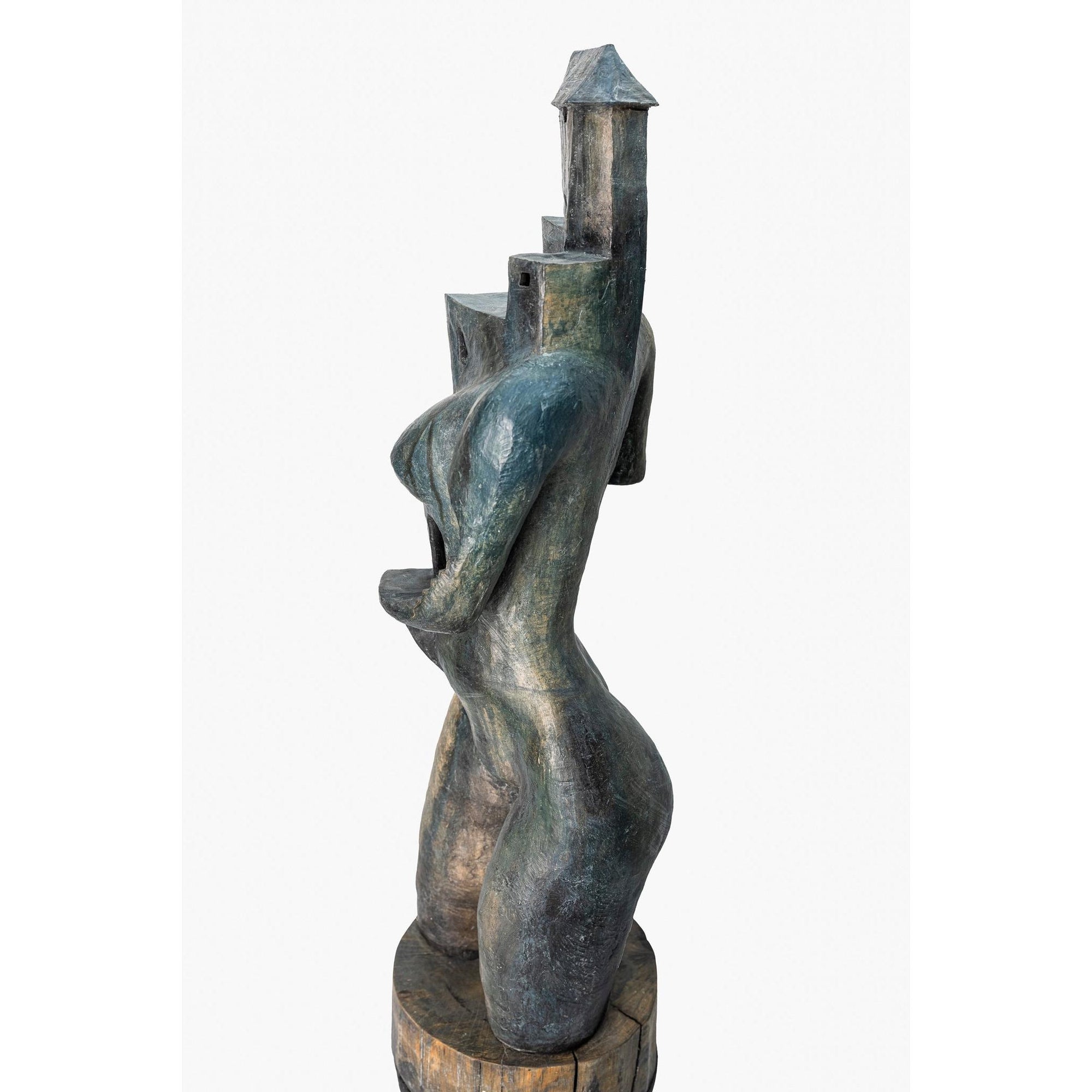 Dawn, ceramic woman/tower on plinth, by Sophie Howard, available from Padstow Gallery, Cornwall