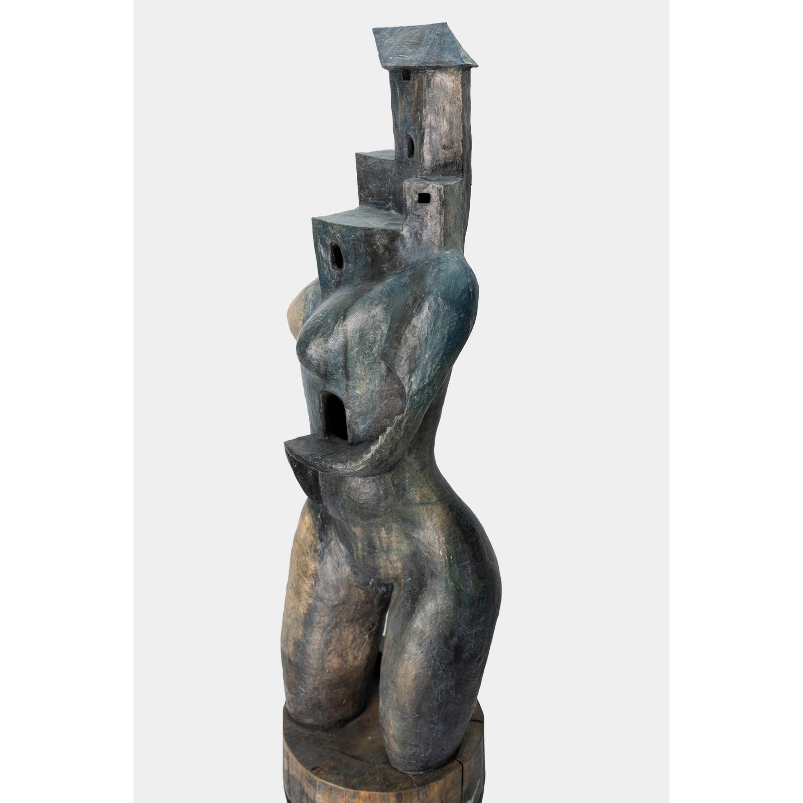 Dawn, ceramic woman/tower on plinth, by Sophie Howard, available from Padstow Gallery, Cornwall