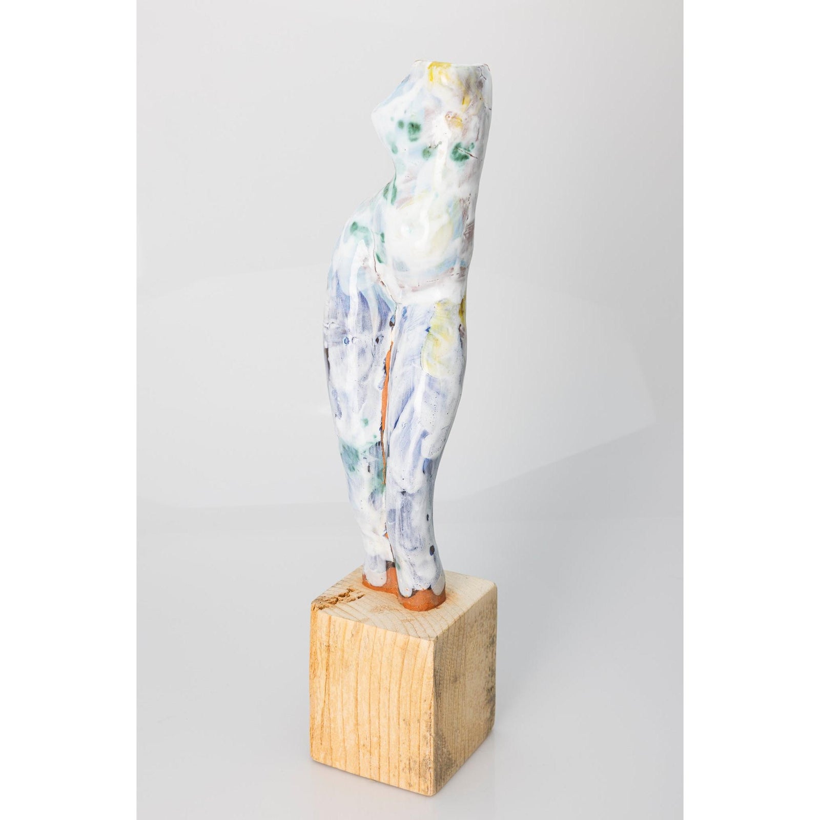 Sa II, Glazed terracotta standing figure, by Sophie Howard, available from Padstow Gallery, Cornwall