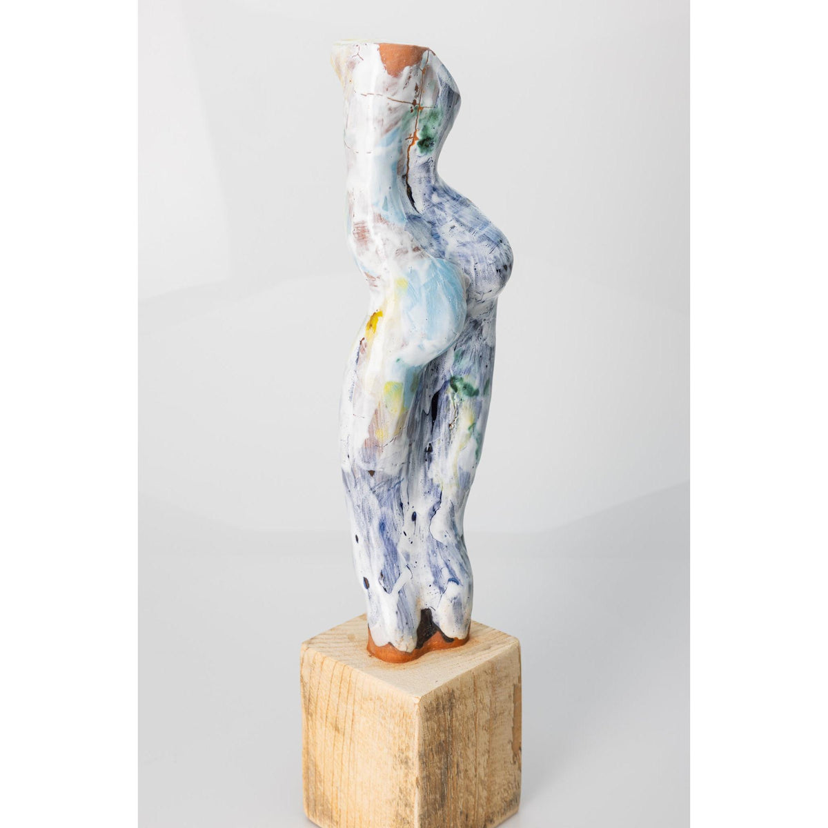 Sa II, Glazed terracotta standing figure, by Sophie Howard, available from Padstow Gallery, Cornwall