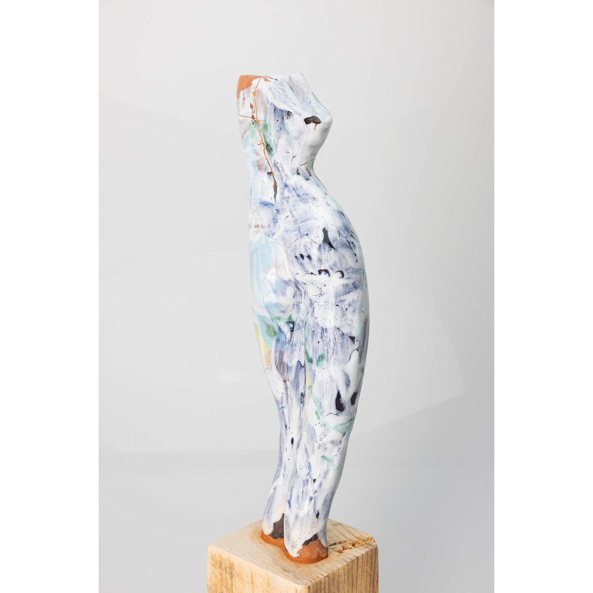 Sa II, Glazed terracotta standing figure, by Sophie Howard, available from Padstow Gallery, Cornwall