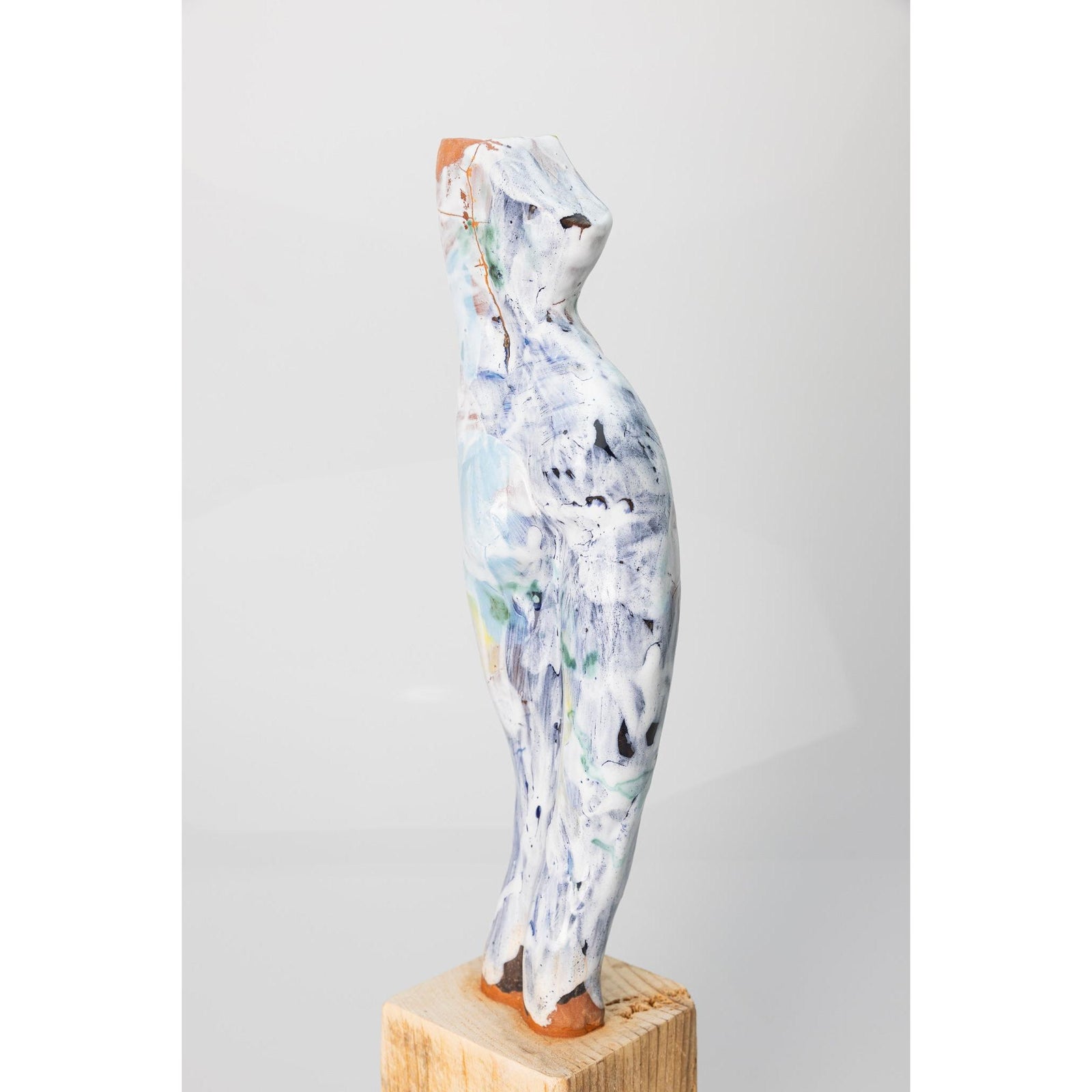 Sa II, Glazed terracotta standing figure, by Sophie Howard, available from Padstow Gallery, Cornwall