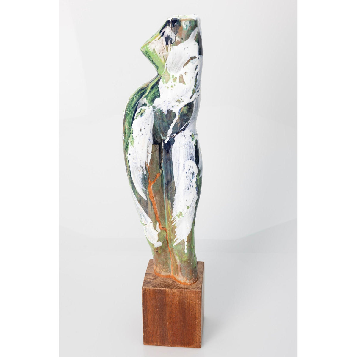 Sa I, Glazed terracotta standing figure, by Sophie Howard, available from Padstow Gallery, Cornwall