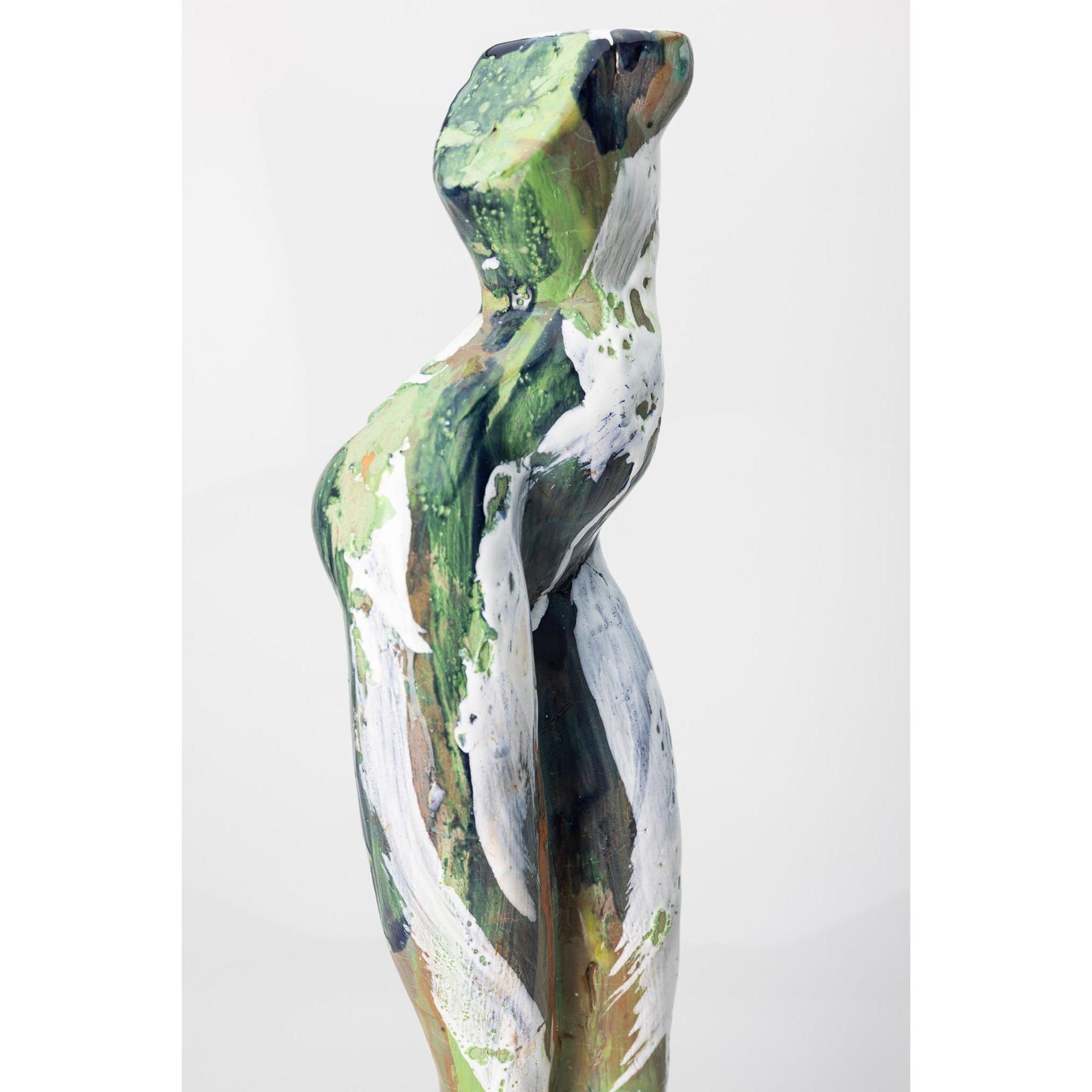 Sa I, Glazed terracotta standing figure, by Sophie Howard, available from Padstow Gallery, Cornwall