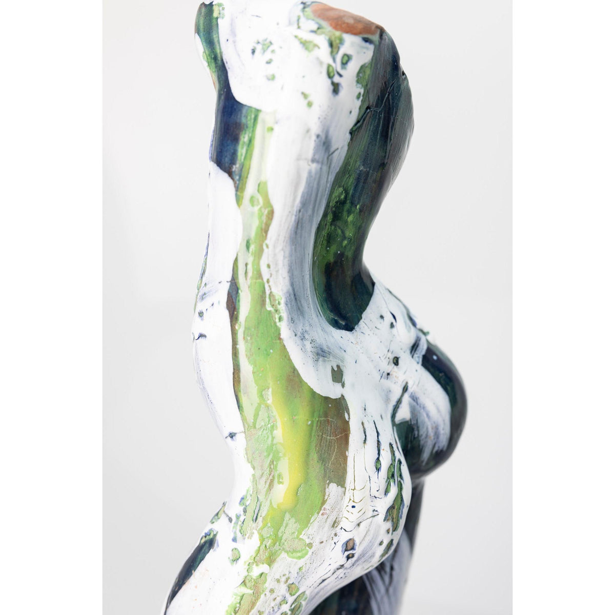 Sa I, Glazed terracotta standing figure, by Sophie Howard, available from Padstow Gallery, Cornwall