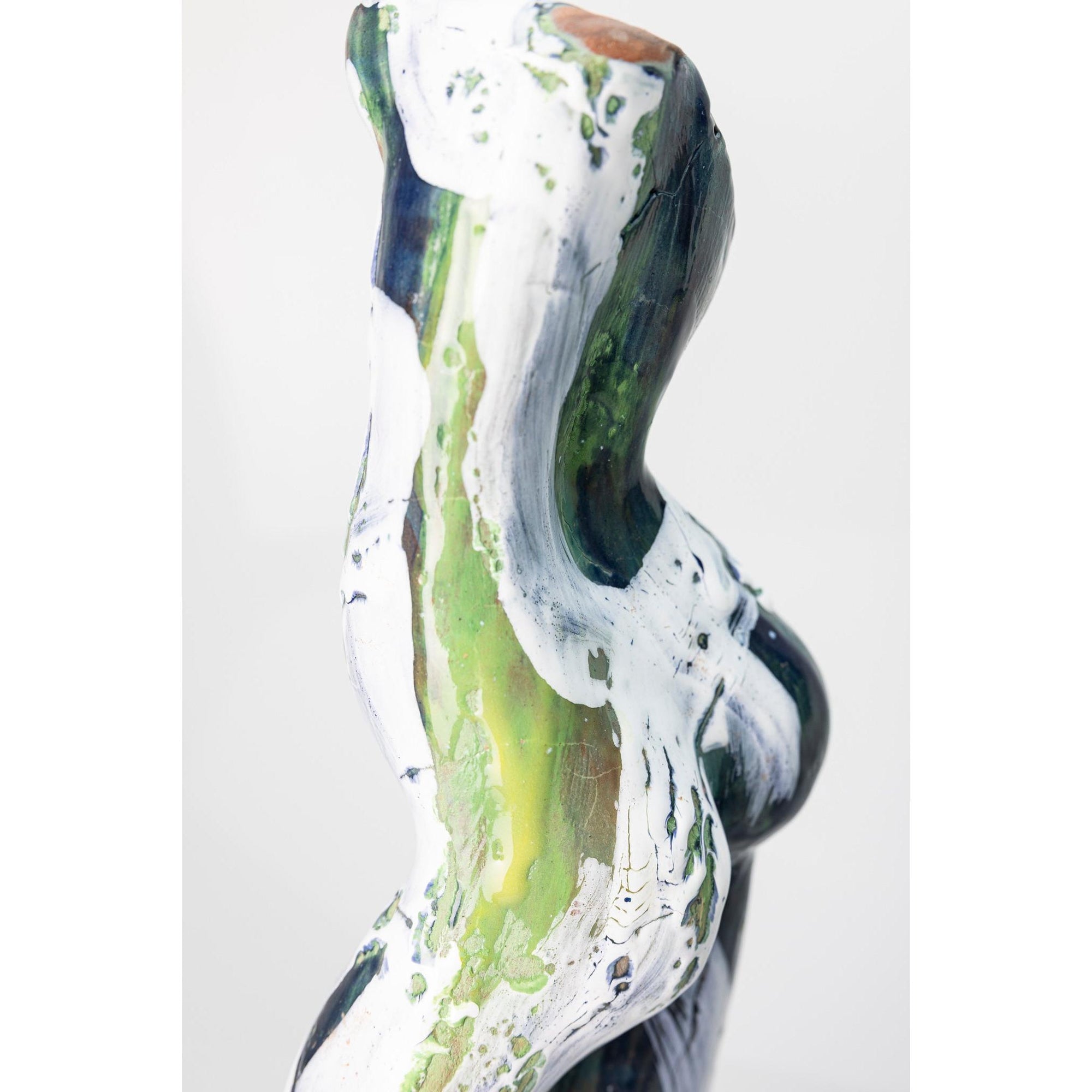 Sa I, Glazed terracotta standing figure, by Sophie Howard, available from Padstow Gallery, Cornwall