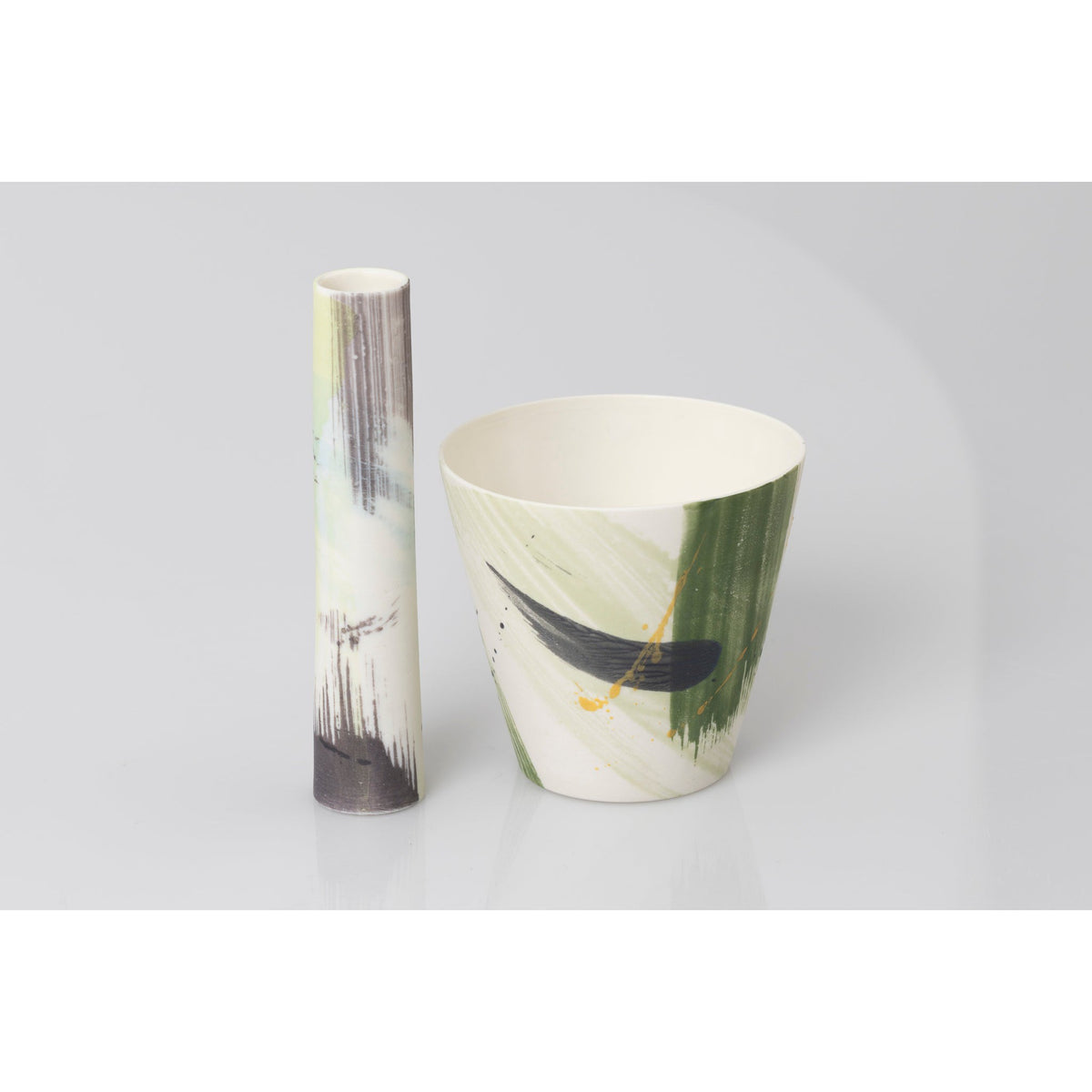 PG13 large cup and matching stem vase, porcelain by Ali Tomlin ceramics, available at Padstow Gallery, Cornwall