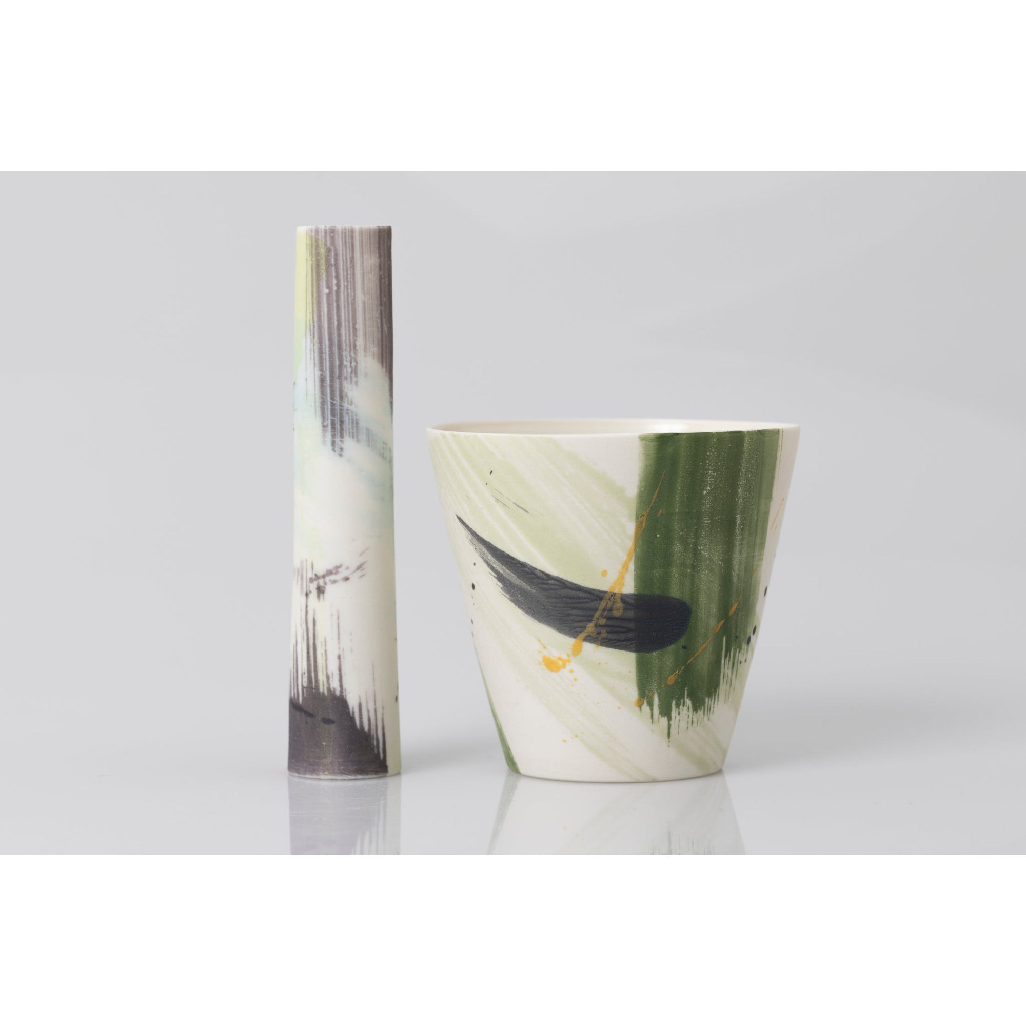 PG07 Stem Vase and cup, porcelain by Ali Tomlin ceramics, available at Padstow Gallery, Cornwall