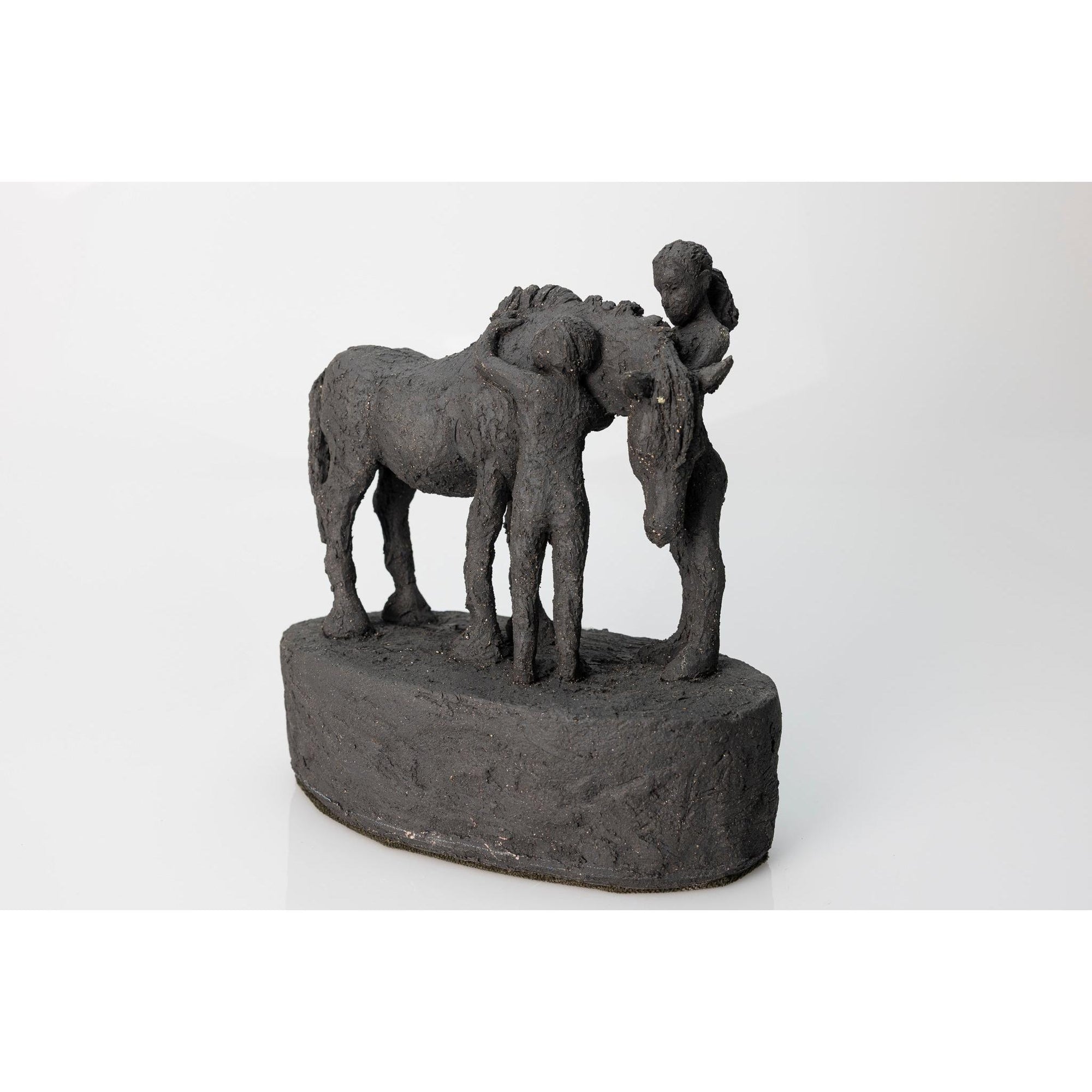Black Pony And Children, ceramic figures, by Sophie Howard, available from Padstow Gallery, Cornwall