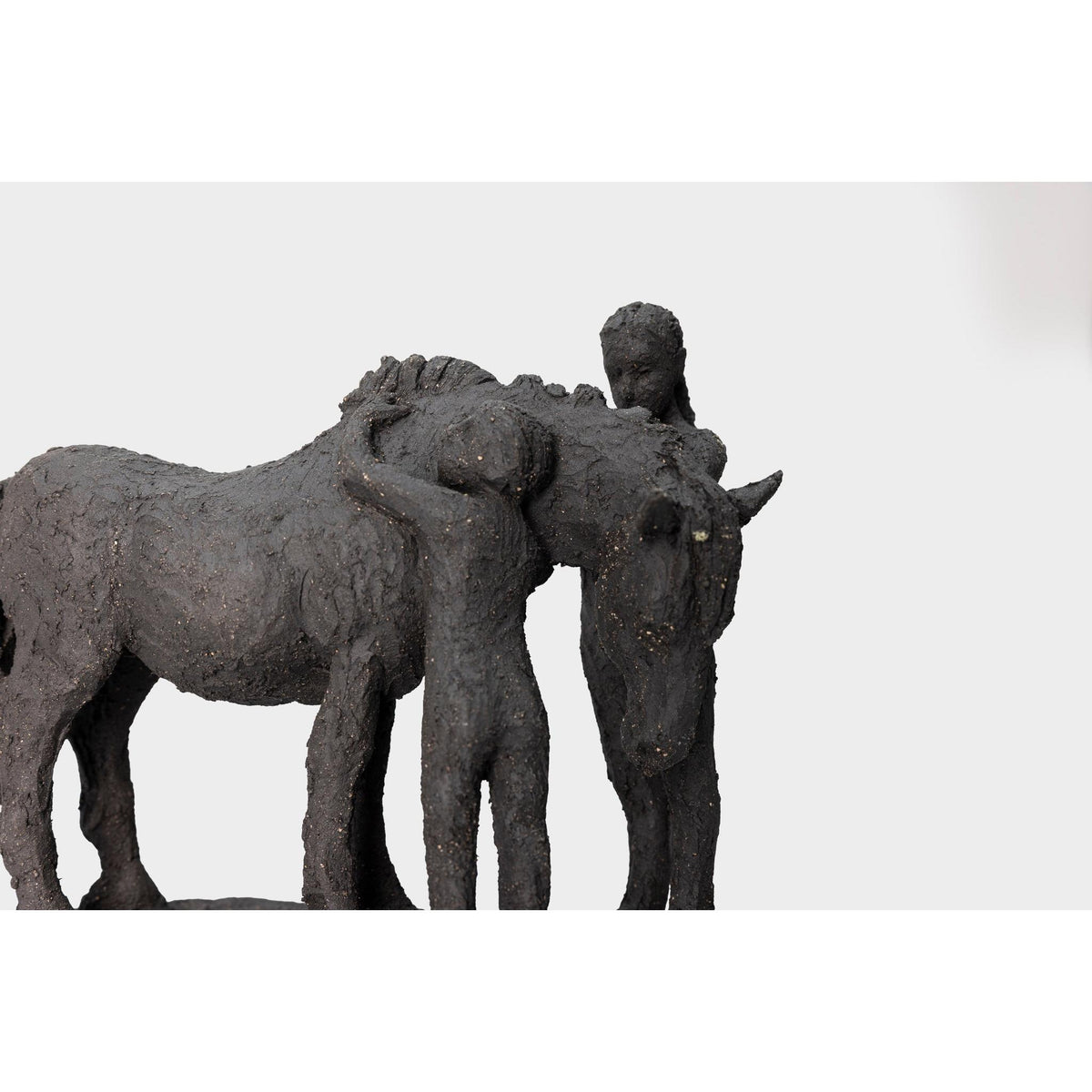 Black Pony And Children, ceramic figures, by Sophie Howard, available from Padstow Gallery, Cornwall