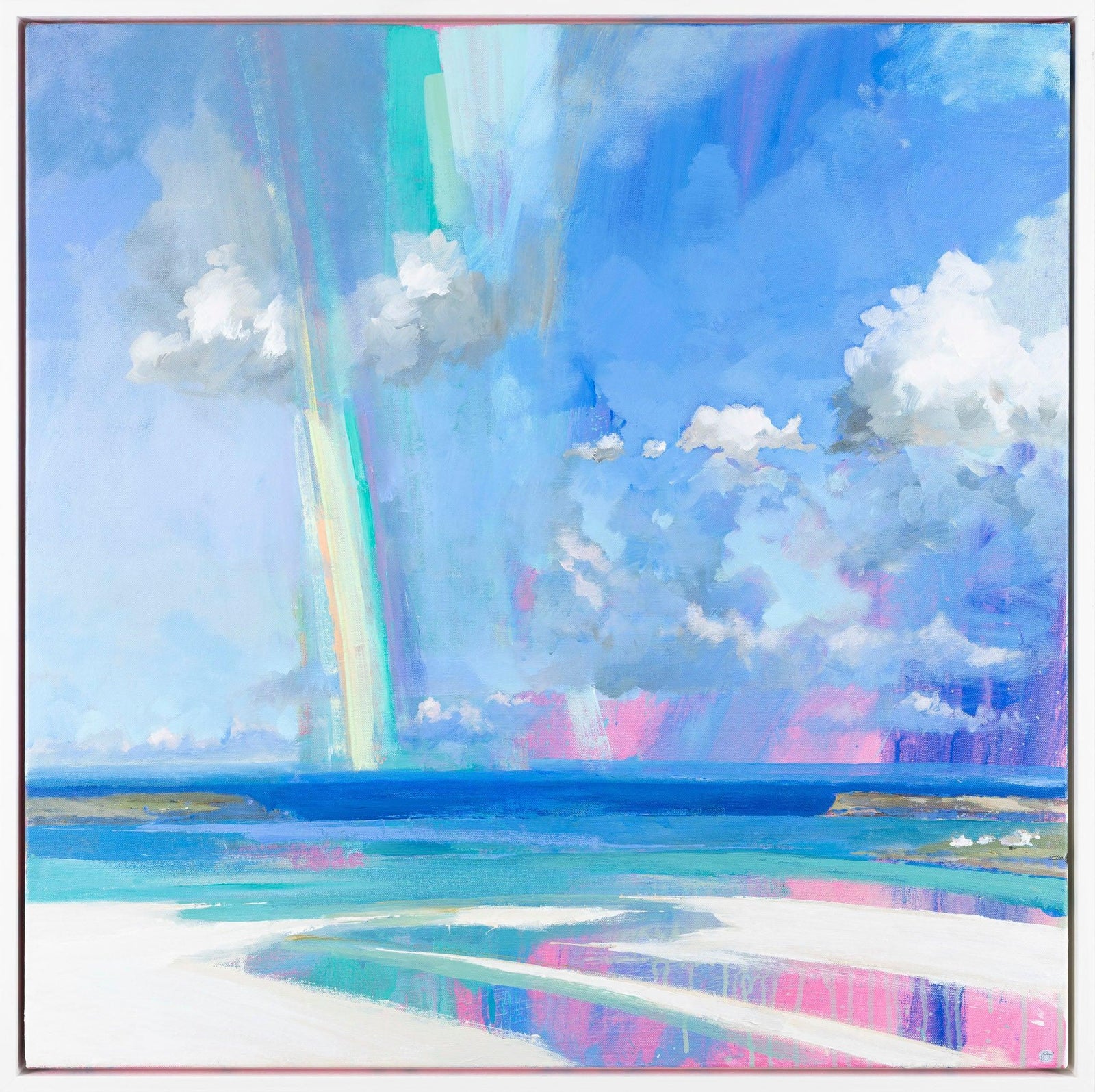 'Rainbow Over Camel Estuary (Hyperion 2)' acrylic original by Andrew Jago, available at Padstow Gallery, Cornwall