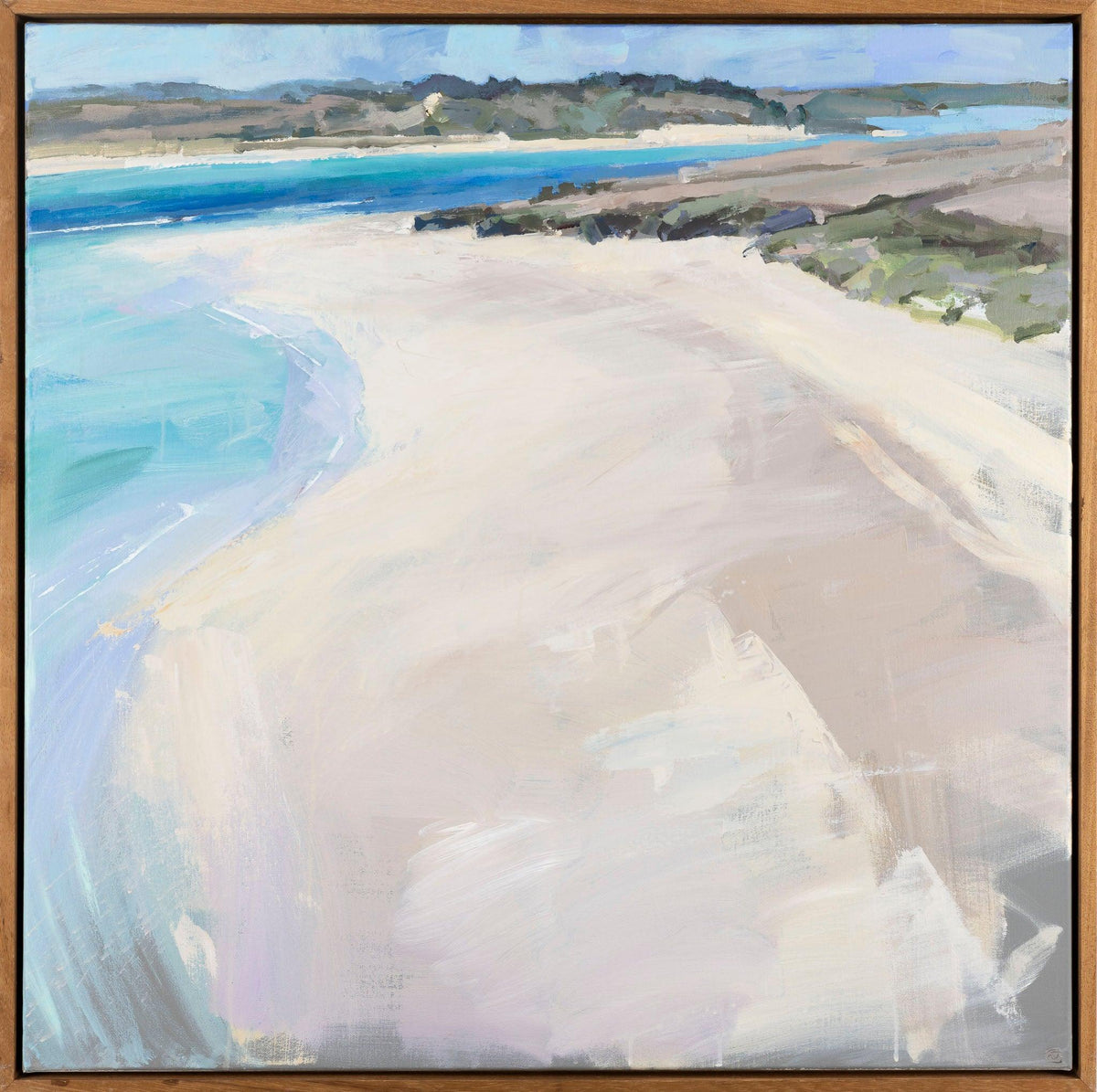 &#39;Tregirls Beach&#39; acrylic original by Andrew Jago, available at Padstow Gallery, Cornwall