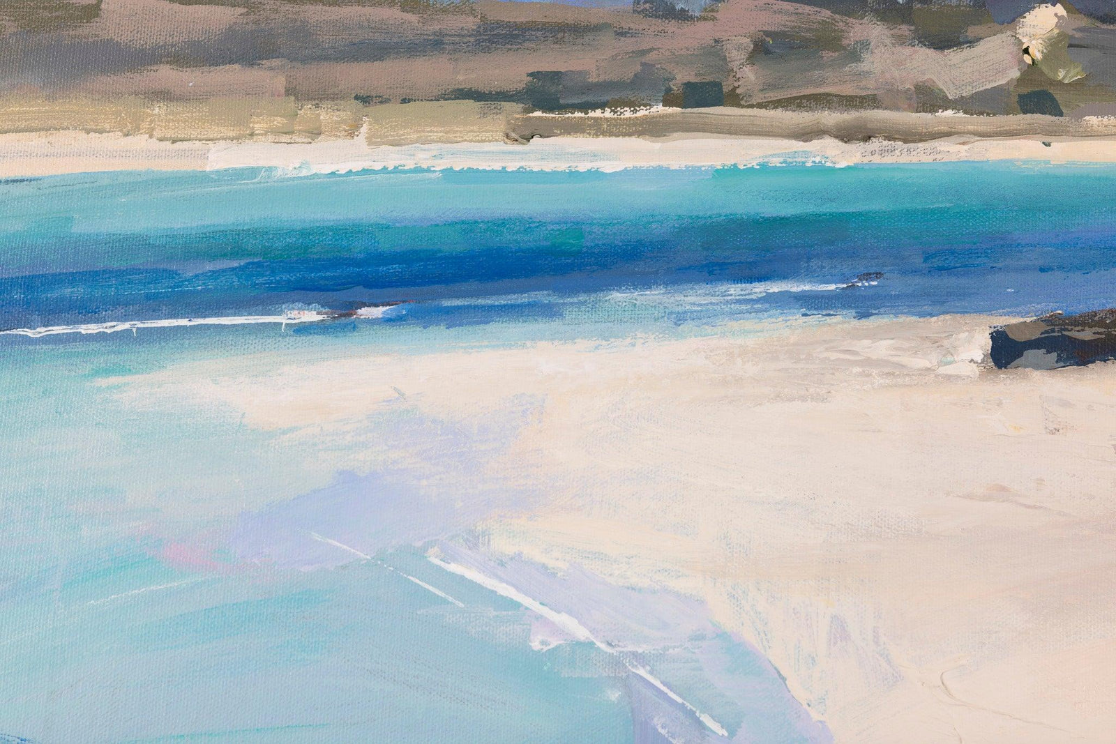 'Tregirls Beach' acrylic original by Andrew Jago, available at Padstow Gallery, Cornwall