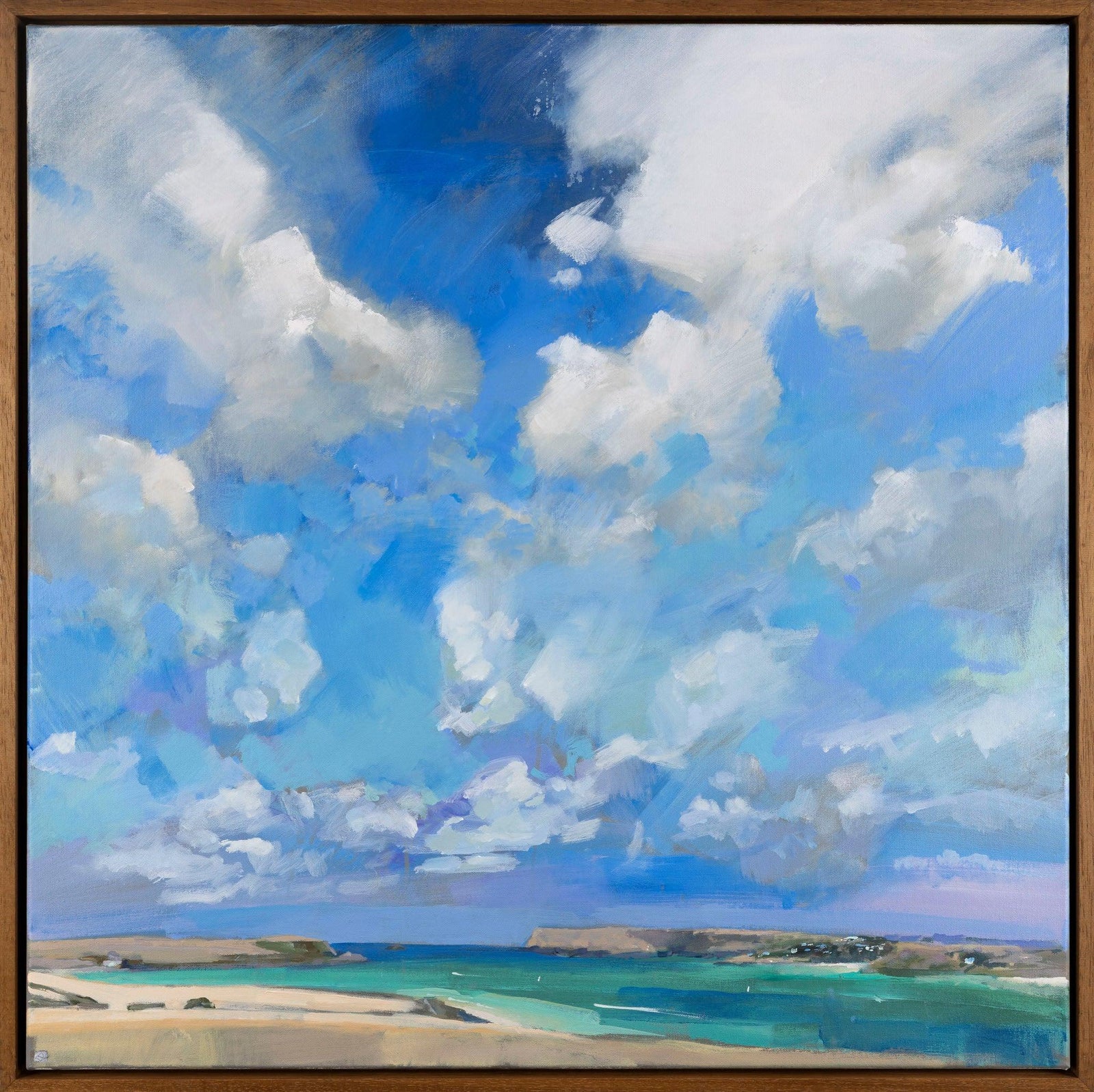 'Camel Estuary from a Hill no.22' acrylic original by Andrew Jago, available at Padstow Gallery, Cornwall