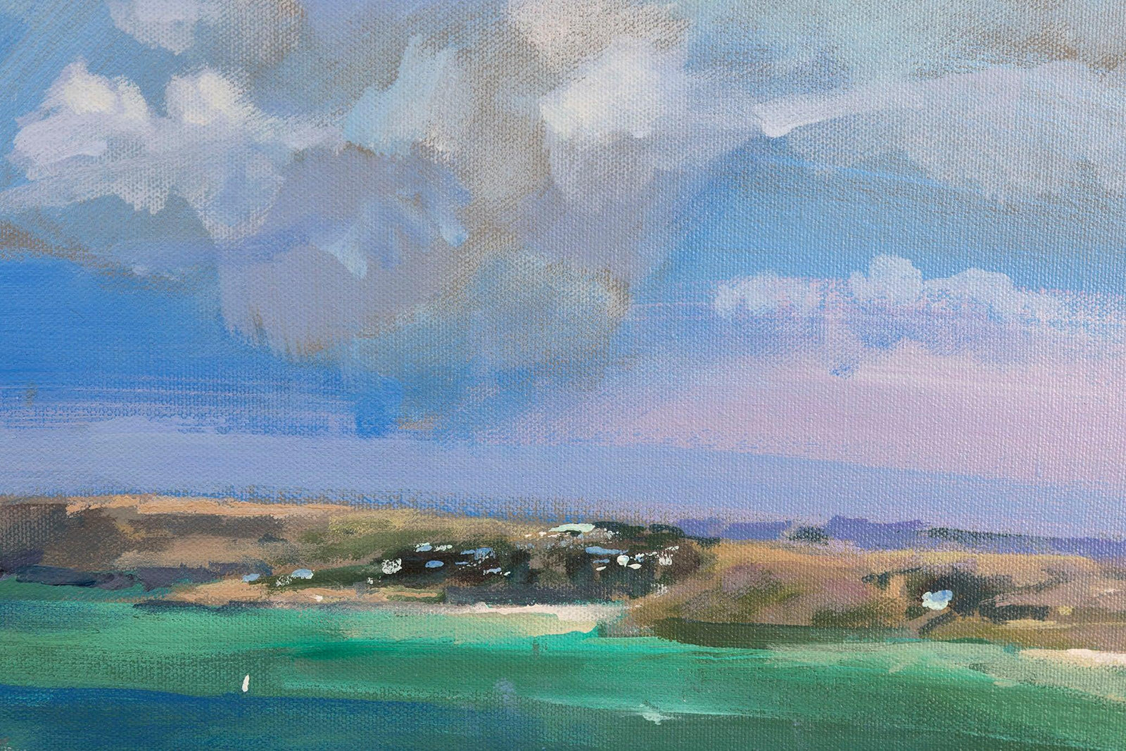 'Camel Estuary from a Hill no.22' acrylic original by Andrew Jago, available at Padstow Gallery, Cornwall