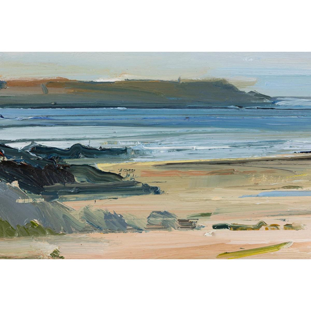 'A Morning Walk on Daymer Beach' oil on board original by David Atkins, available at Padstow Gallery, Cornwall