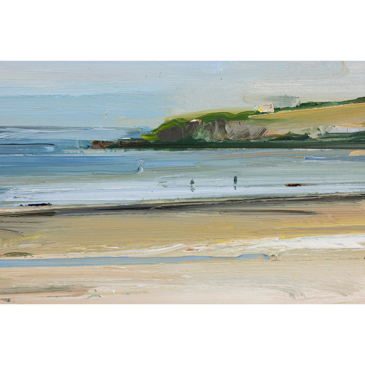 'A Morning Walk on Daymer Beach' oil on board original by David Atkins, available at Padstow Gallery, Cornwall