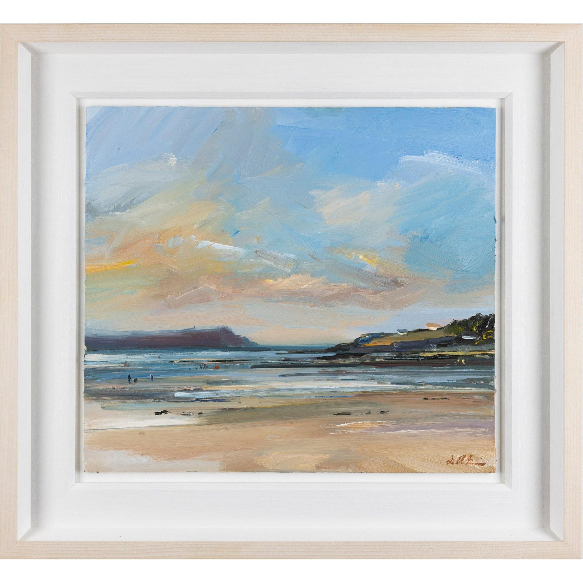 'Sunset in Autumn, Daymer Bay' oil on board original by David Atkins, available at Padstow Gallery, Cornwall