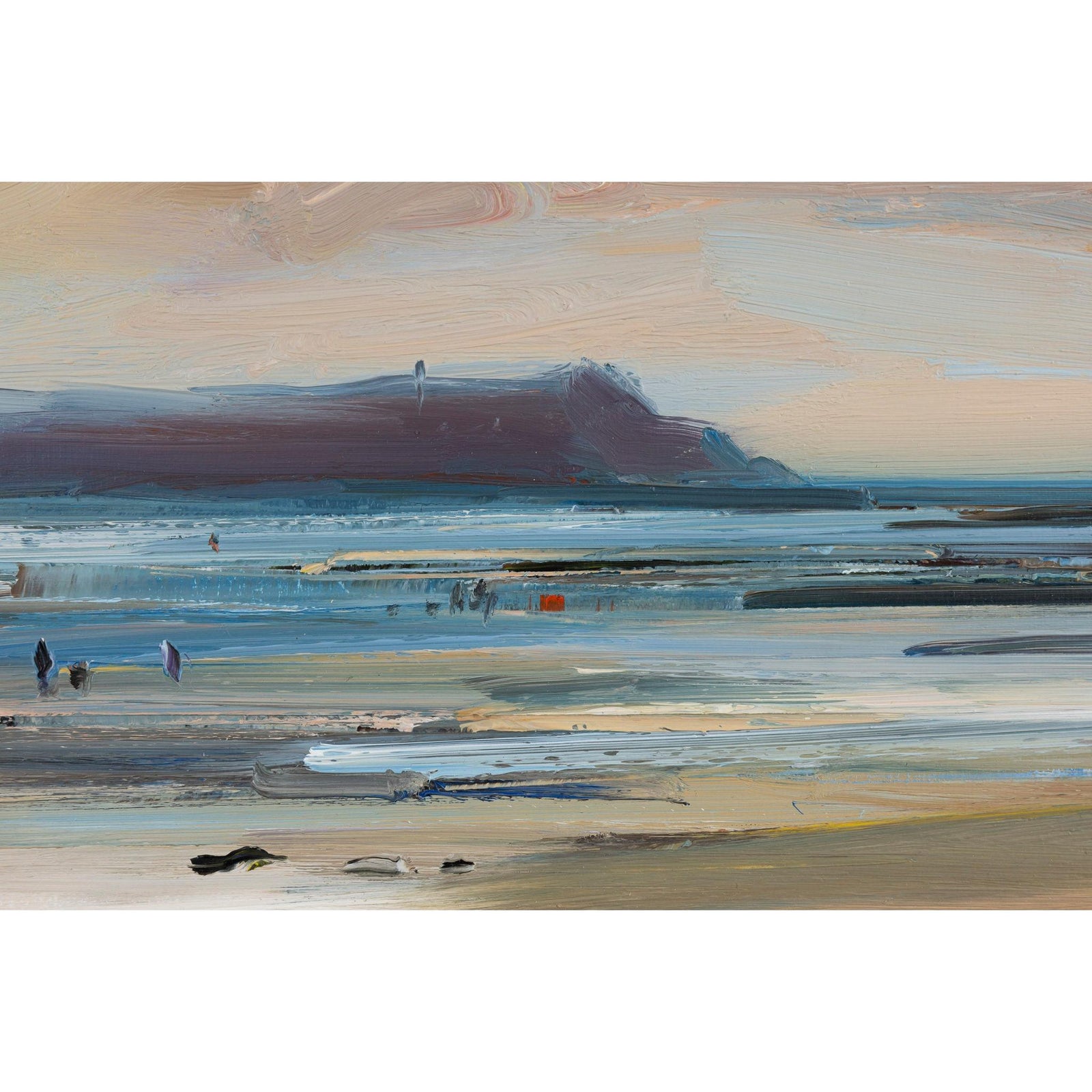 'Sunset in Autumn, Daymer Bay' oil on board original by David Atkins, available at Padstow Gallery, Cornwall