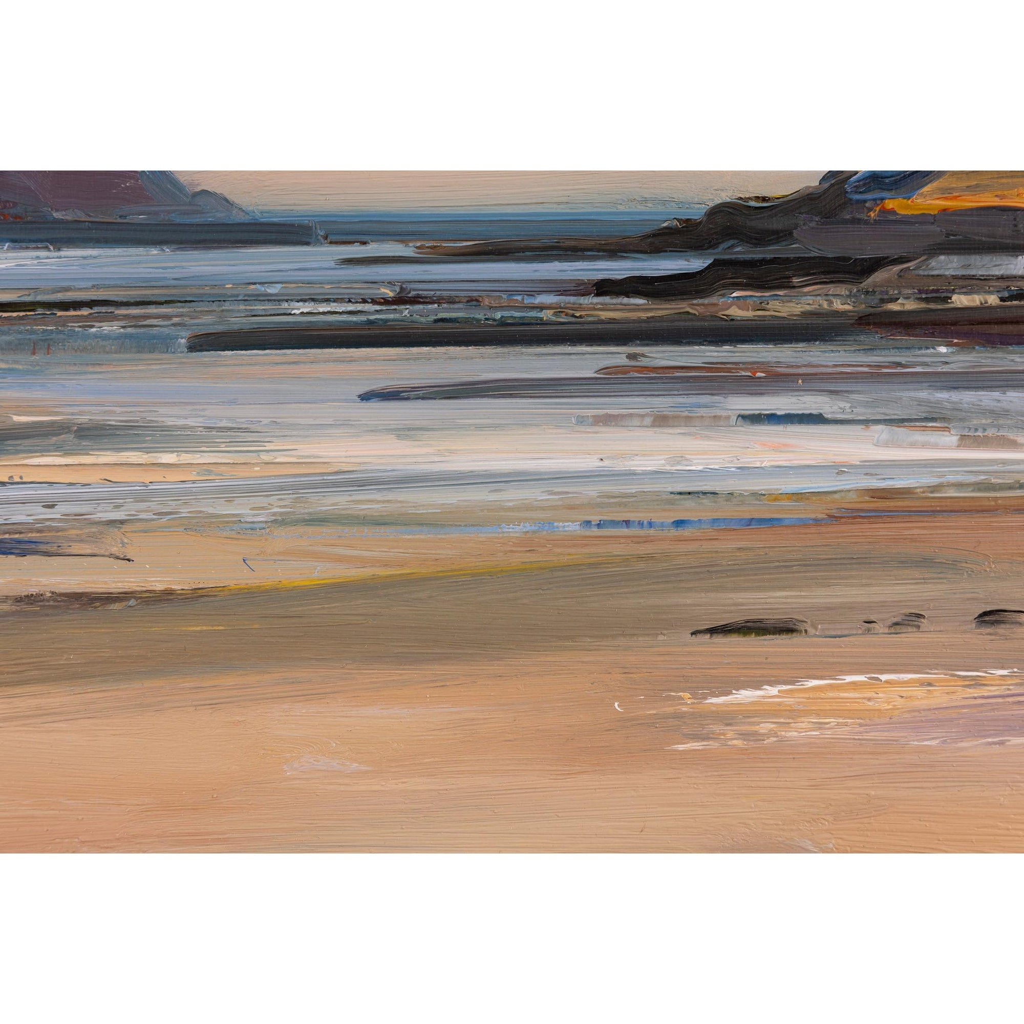 'Sunset in Autumn, Daymer Bay' oil on board original by David Atkins, available at Padstow Gallery, Cornwall