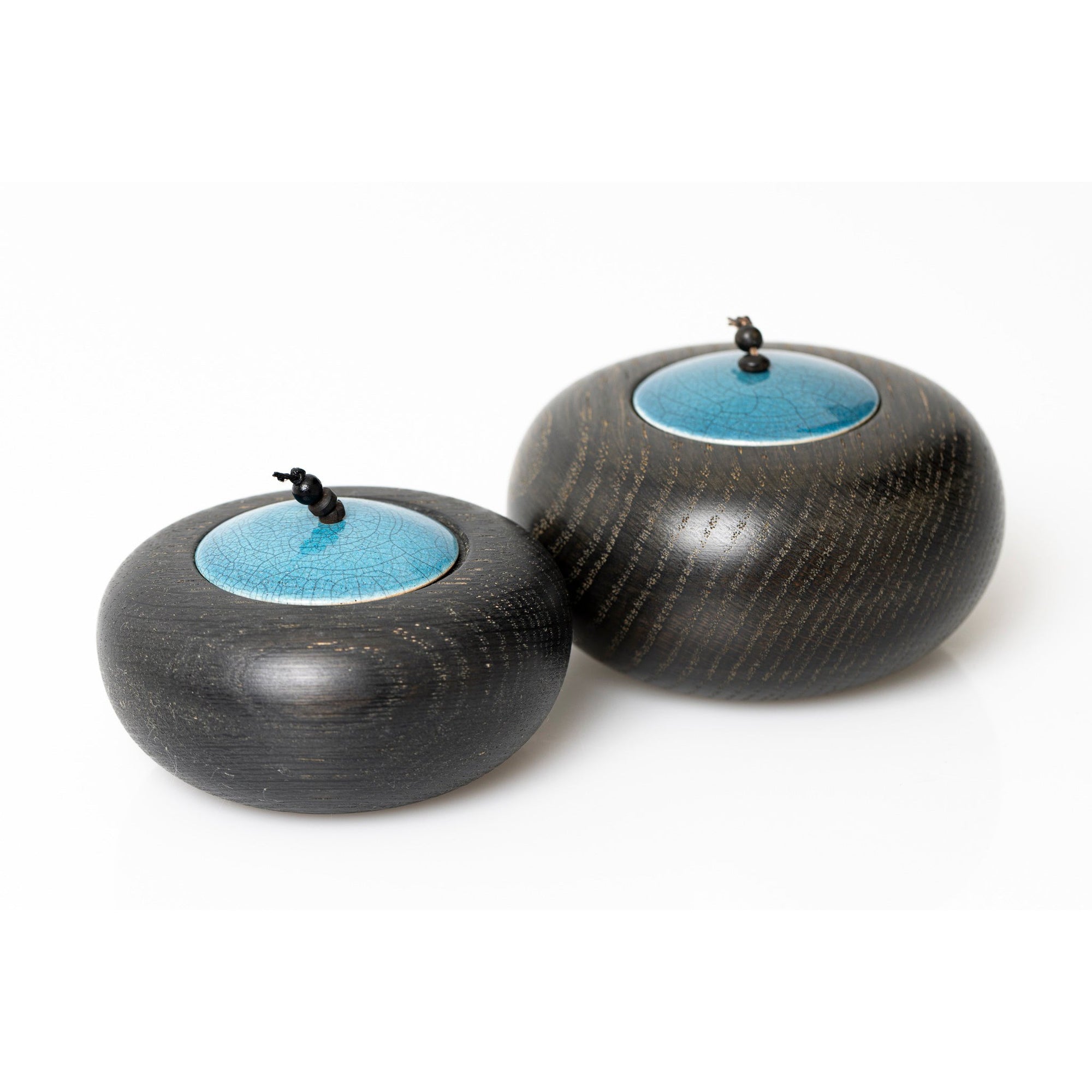 TT1 and TT2 Large Ebonised Oak Pot by Kate Schuricht available at Padstow Gallery, Cornwall