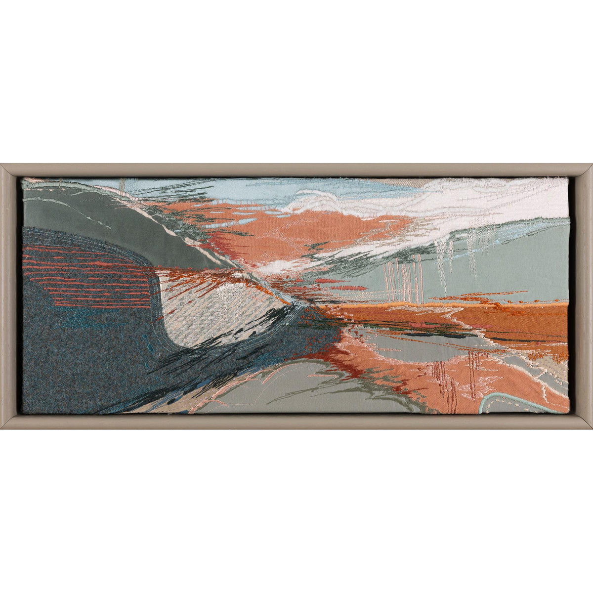 Far and Wide, free machine embroidery, by Sarah Pooley, available at Padstow Gallery, Cornwall