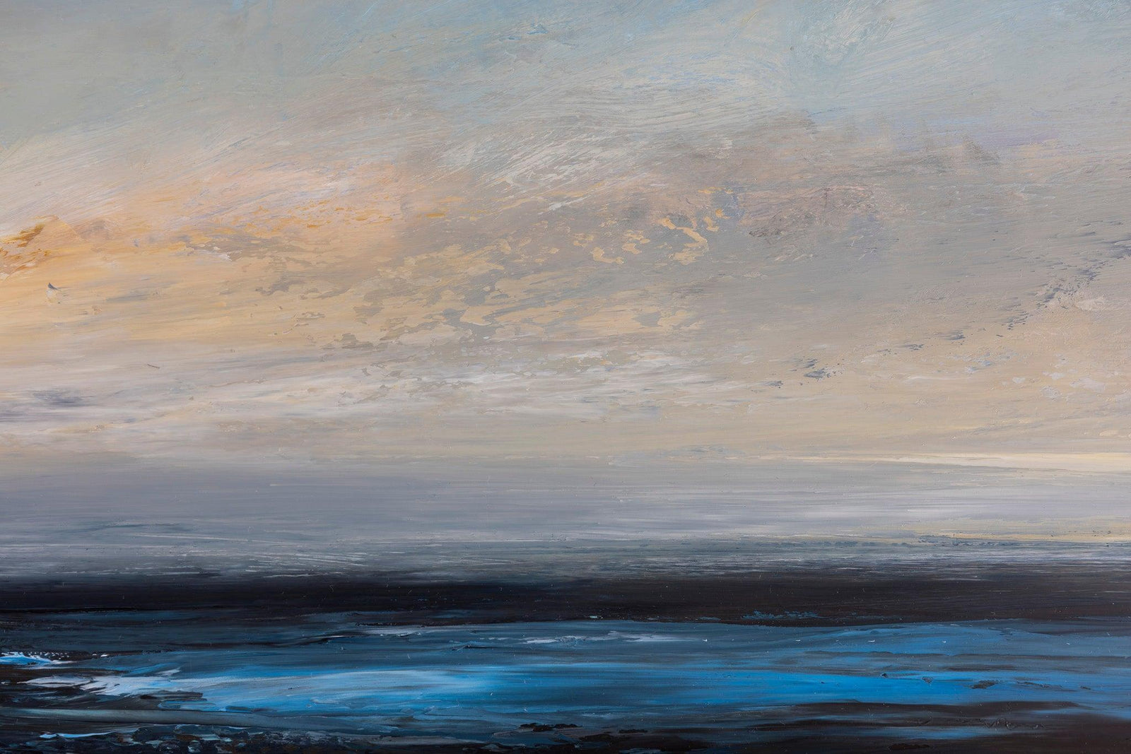 'Watching The Changing Colours of the Sea and the Sky, North Coast' oil on mylar paper original by Amanda Hoskin, available at Padstow Gallery, Cornwall