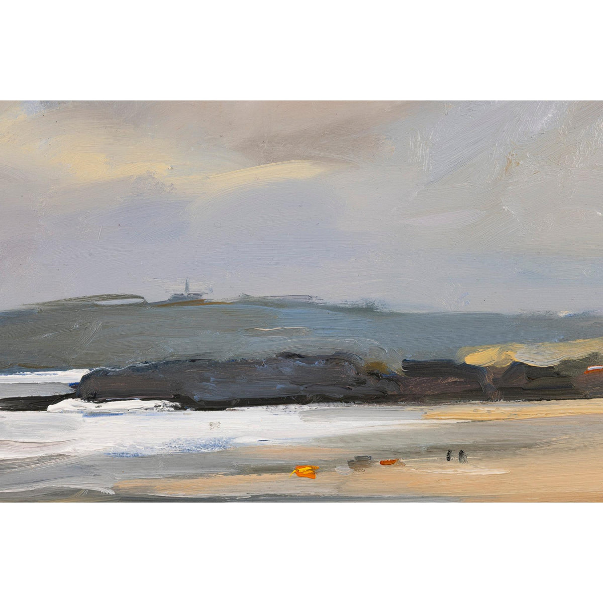 'An Autumn Day On Constantine Beach' oil on board original by David Atkins, available at Padstow Gallery, Cornwall