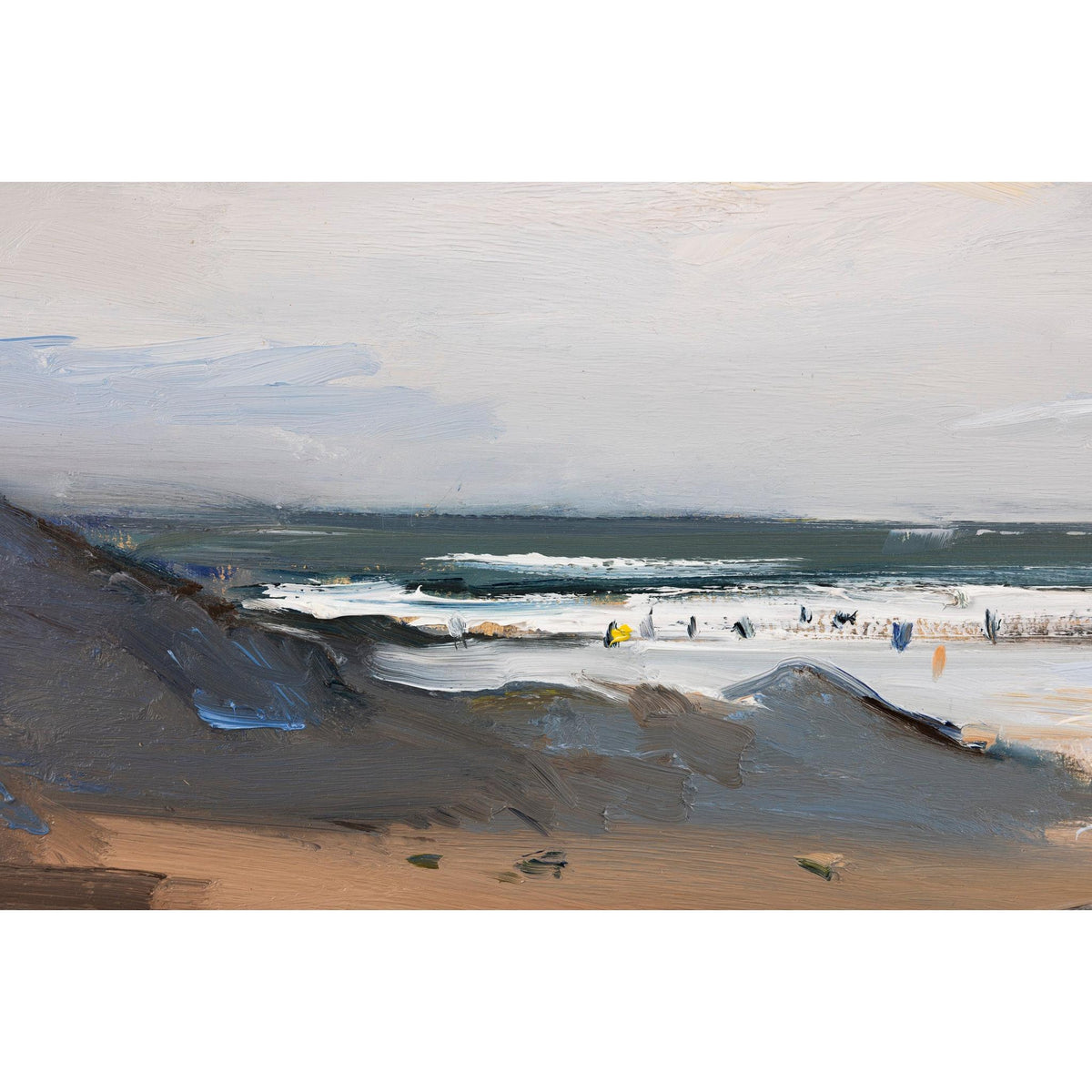 'Early Summers Day On Polzeath Beach' oil on board original by David Atkins, available at Padstow Gallery, Cornwall