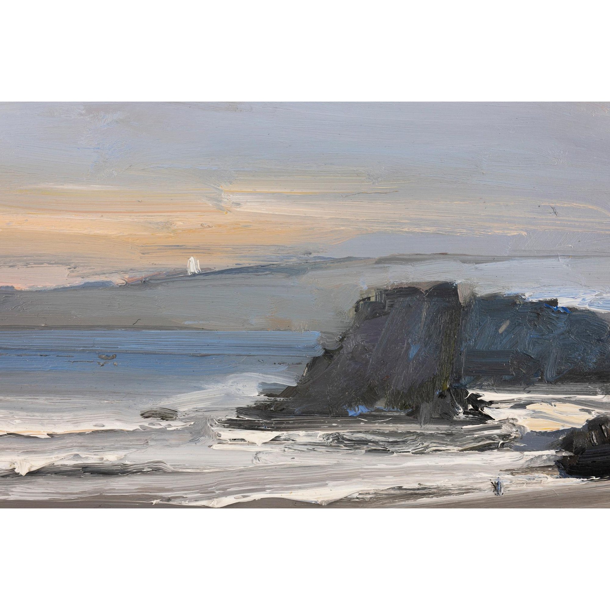 'Porthcothan Beach, Cornwall' oil on board original by David Atkins, available at Padstow Gallery, Cornwall