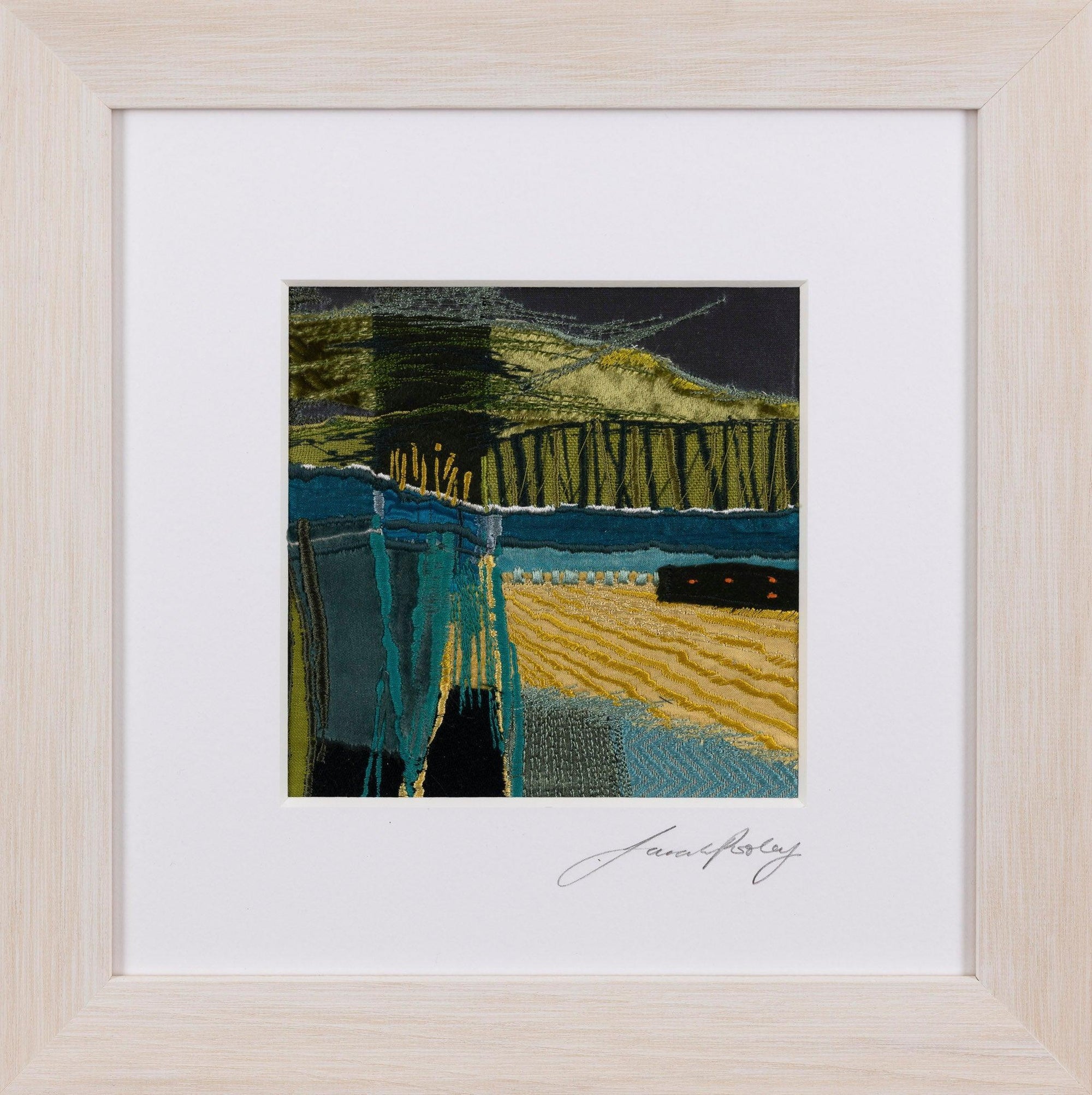 Tree Lines, free machine embroidery, by Sarah Pooley, available at Padstow Gallery, Cornwall