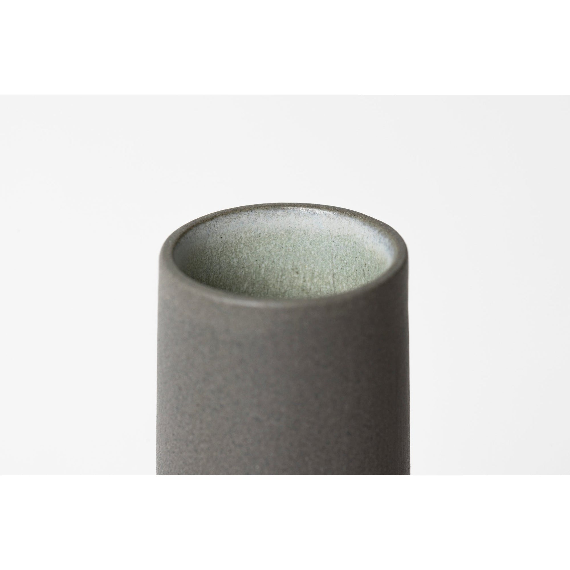 KK1 Dark Horizon I, Small Grey Stoneware Vessel - Sea Green glaze by Kate Schuricht ceramics available at Padstow Gallery, Cornwall