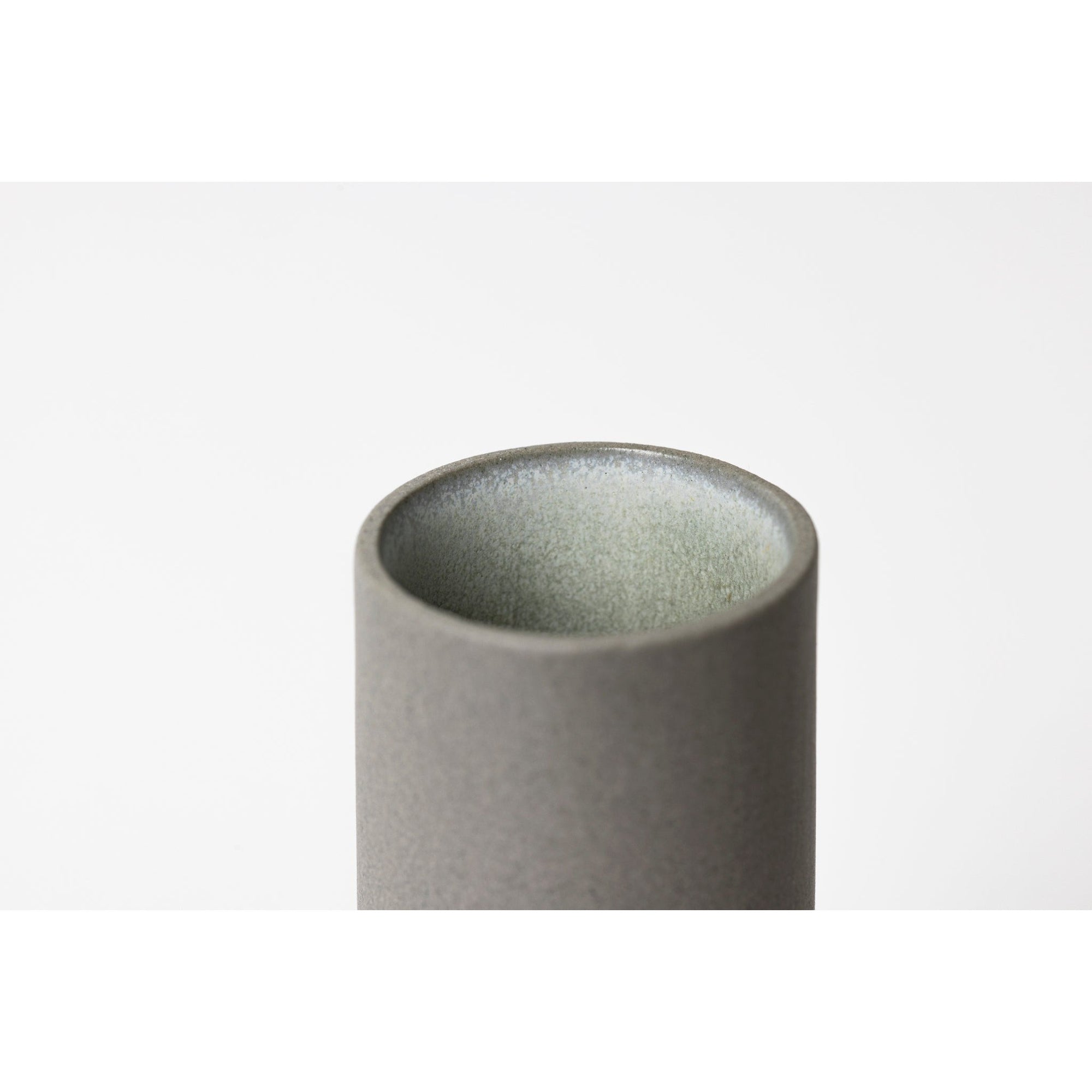 KK2 Dark Horizon II, Small Grey Stoneware Vessel - Sea Green glaze by Kate Schuricht ceramics available at Padstow Gallery, Cornwall