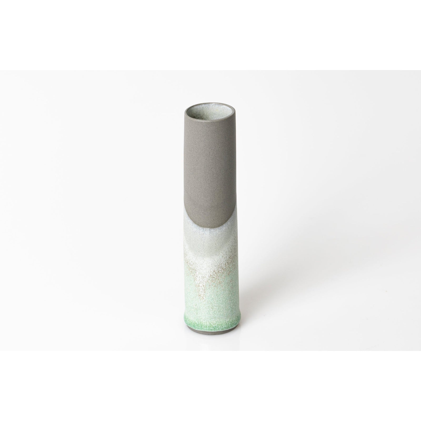 LL1 Dusk on the Downs I - Small Grey Stoneware Vessel, Sea Green glaze by Kate Schuricht ceramics available at Padstow Gallery, Cornwall