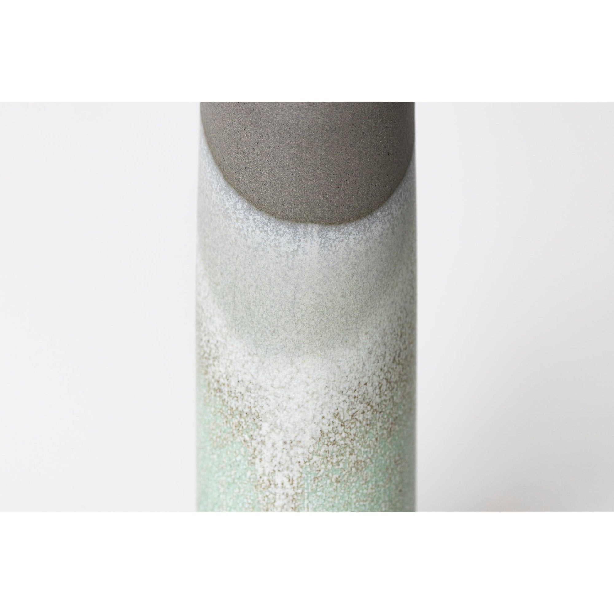 LL1 Dusk on the Downs I - Small Grey Stoneware Vessel, Sea Green glaze by Kate Schuricht ceramics available at Padstow Gallery, Cornwall