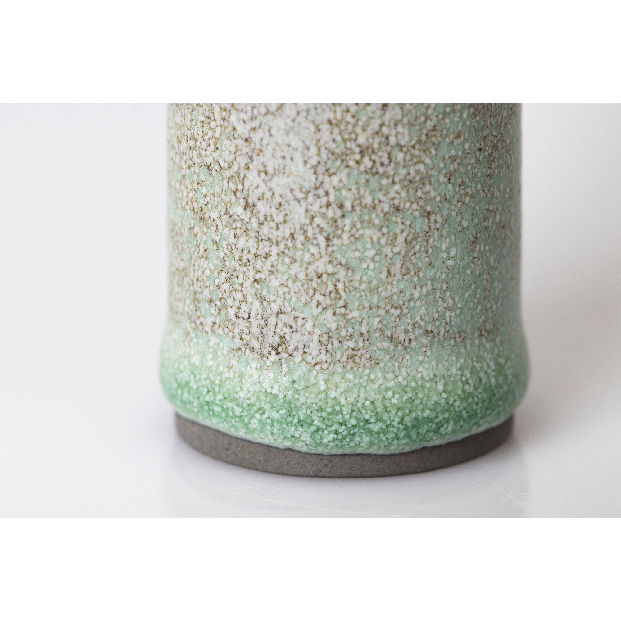 LL2 Dusk on the Downs II - Small Grey Stoneware Vessel, Sea Green glaze Lustre interior by Kate Schuricht ceramics available at Padstow Gallery, Cornwall