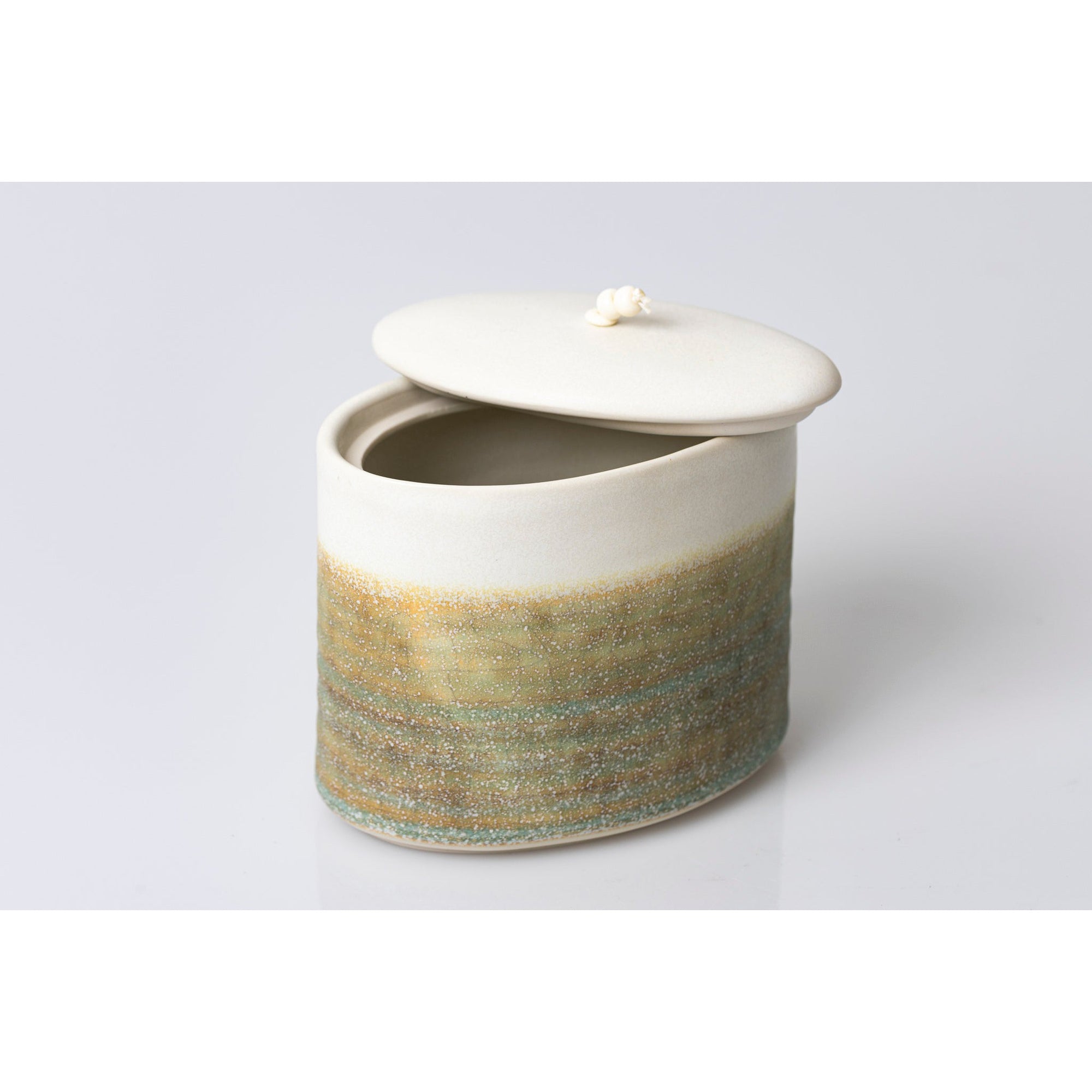 JJ1 Large Ellipse Stoneware Oval Container by Kate Schuricht ceramics available at Padstow Gallery, Cornwall