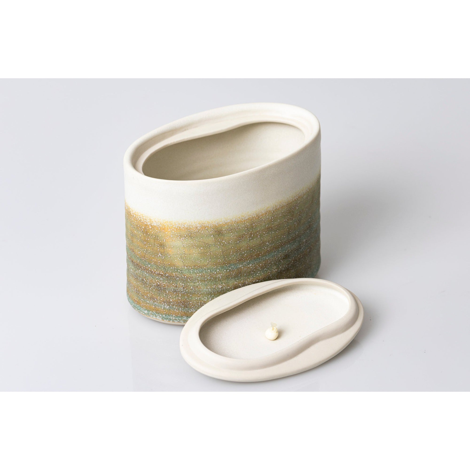 JJ1 Large Ellipse Stoneware Oval Container by Kate Schuricht ceramics available at Padstow Gallery, Cornwall