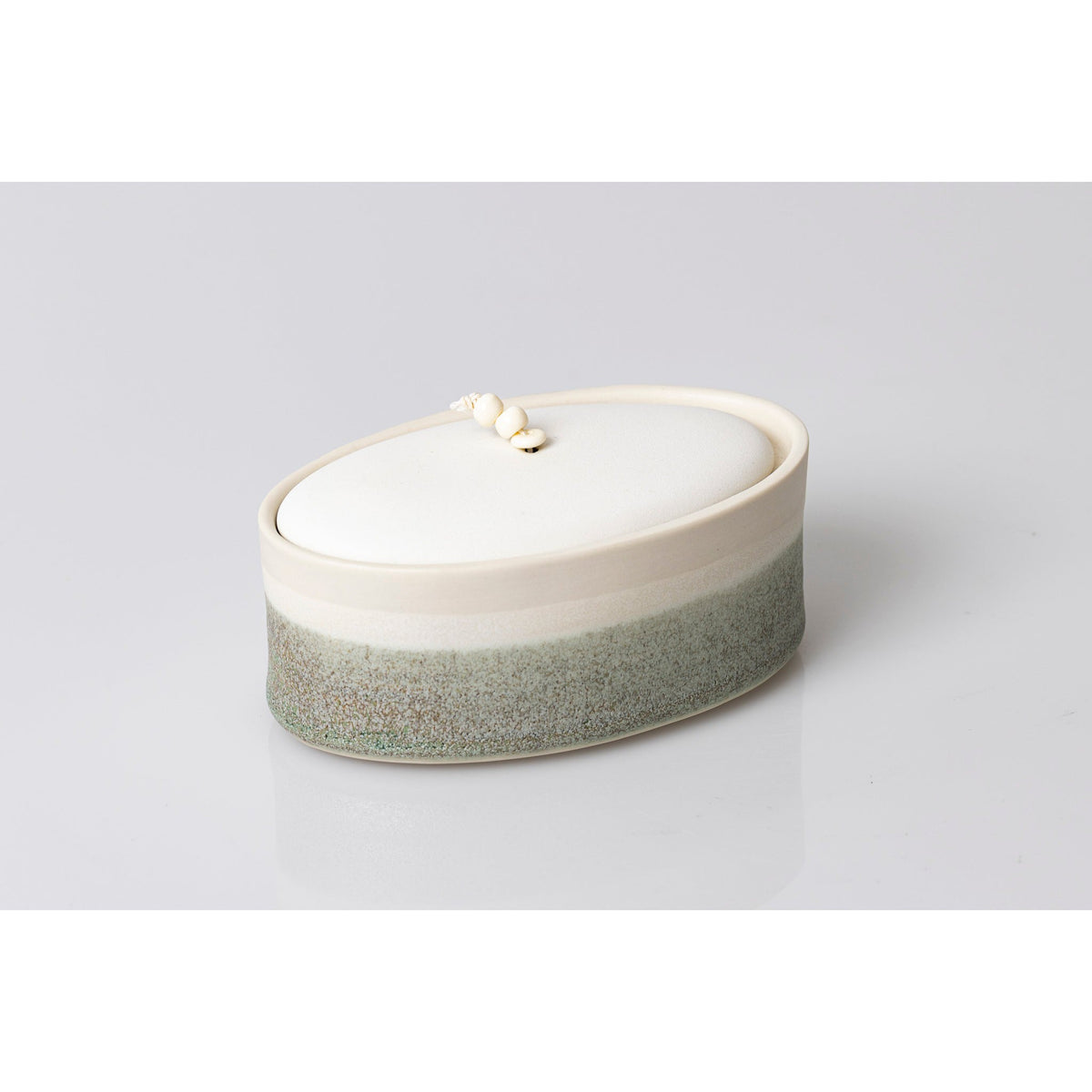 JJ2 Small Ellipse Stoneware Oval Container by Kate Schuricht ceramics available at Padstow Gallery, Cornwall