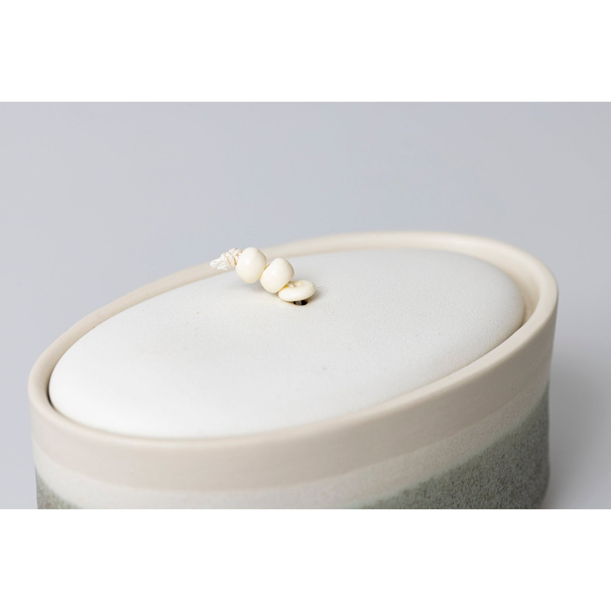 JJ2 Small Ellipse Stoneware Oval Container by Kate Schuricht ceramics available at Padstow Gallery, Cornwall