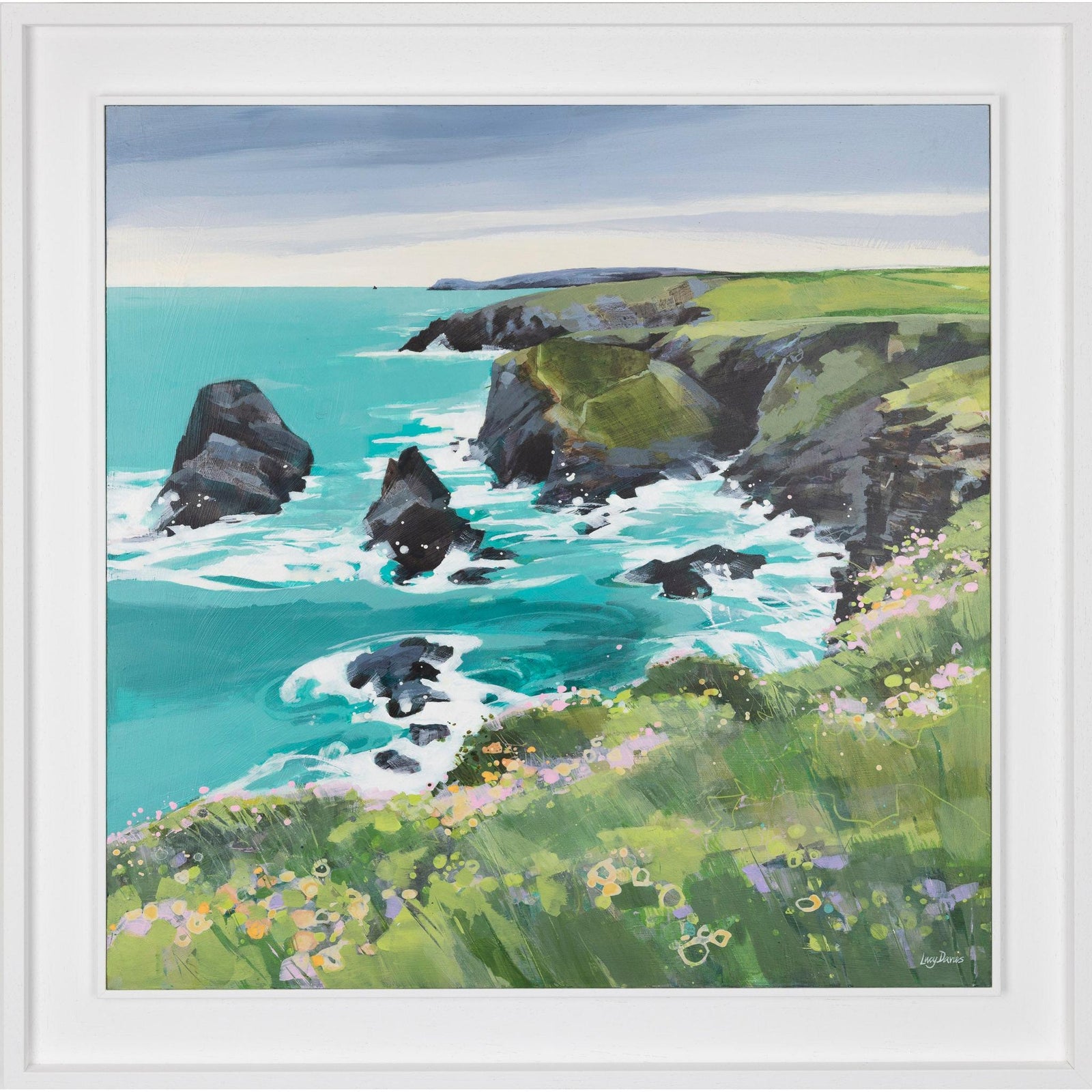Minnows Islands, near Porthcothan by Lucy Davies available at Padstow Gallery, Cornwall
