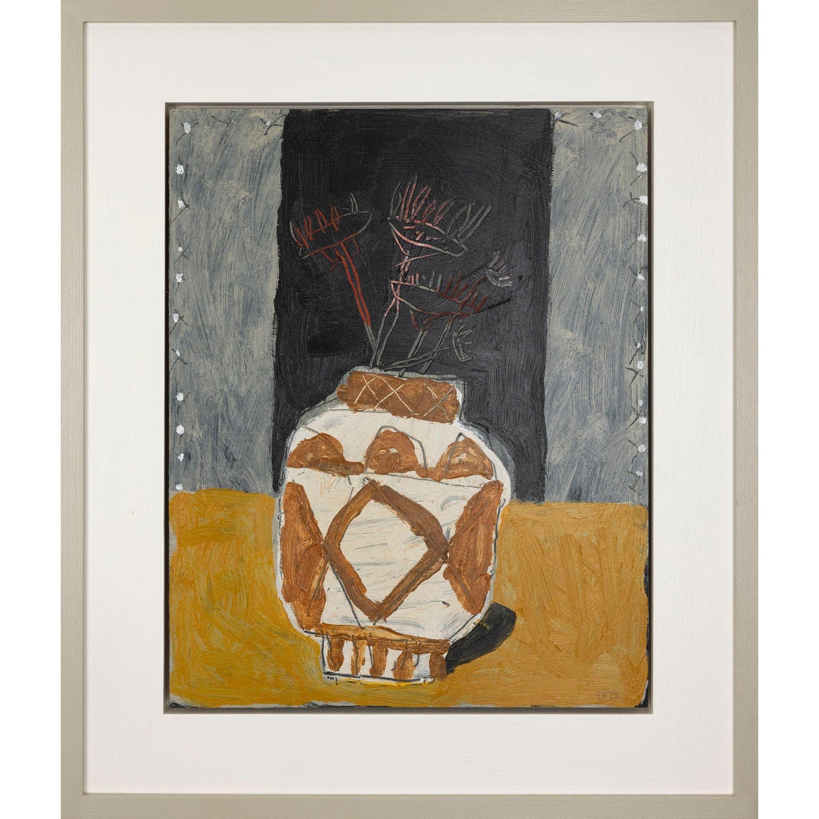Diamond Vase, mixed media original painting by David Pearce, available at Padstow Gallery, Cornwall