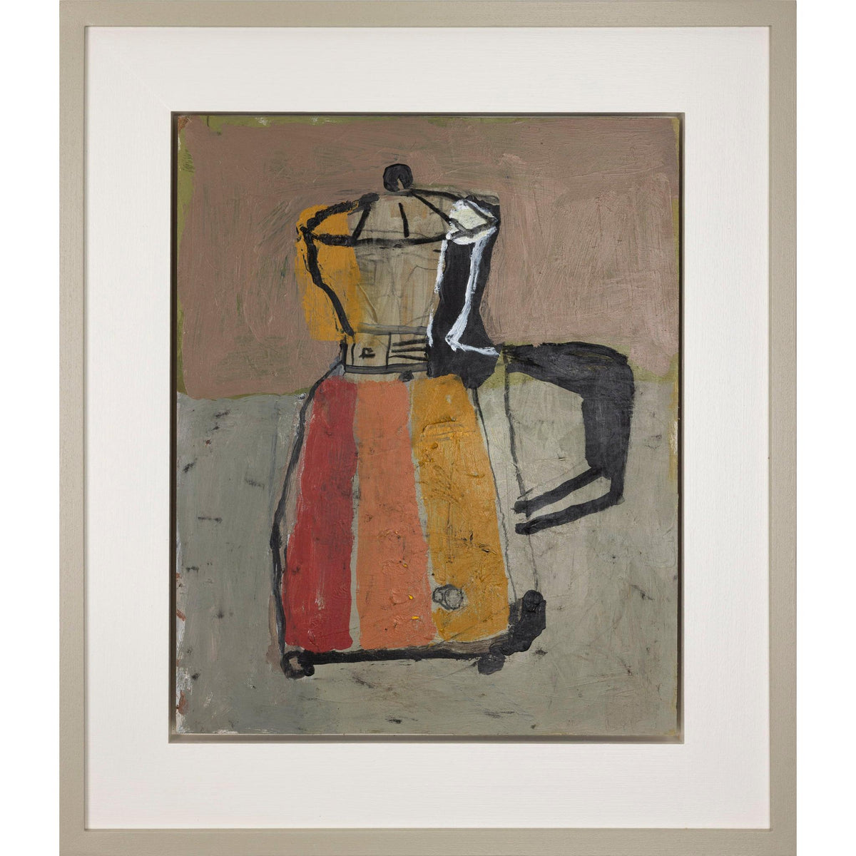 Coffee Pot, mixed media original painting by David Pearce, available at Padstow Gallery, Cornwall