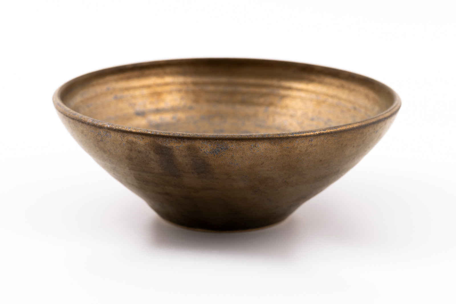 GC50 Dark gold glaze flared serving dish by Gail Cooper, available at Padstow Gallery, Cornwall