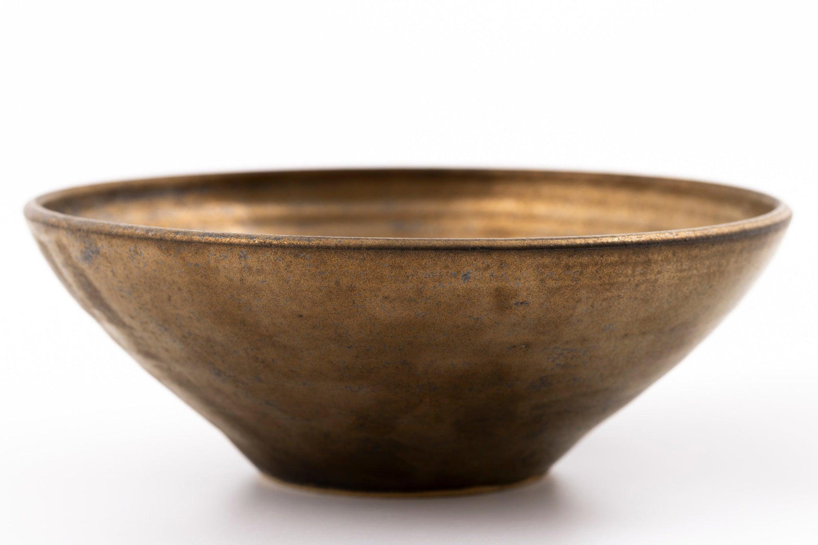 GC50 Dark gold glaze flared serving dish by Gail Cooper, available at Padstow Gallery, Cornwall